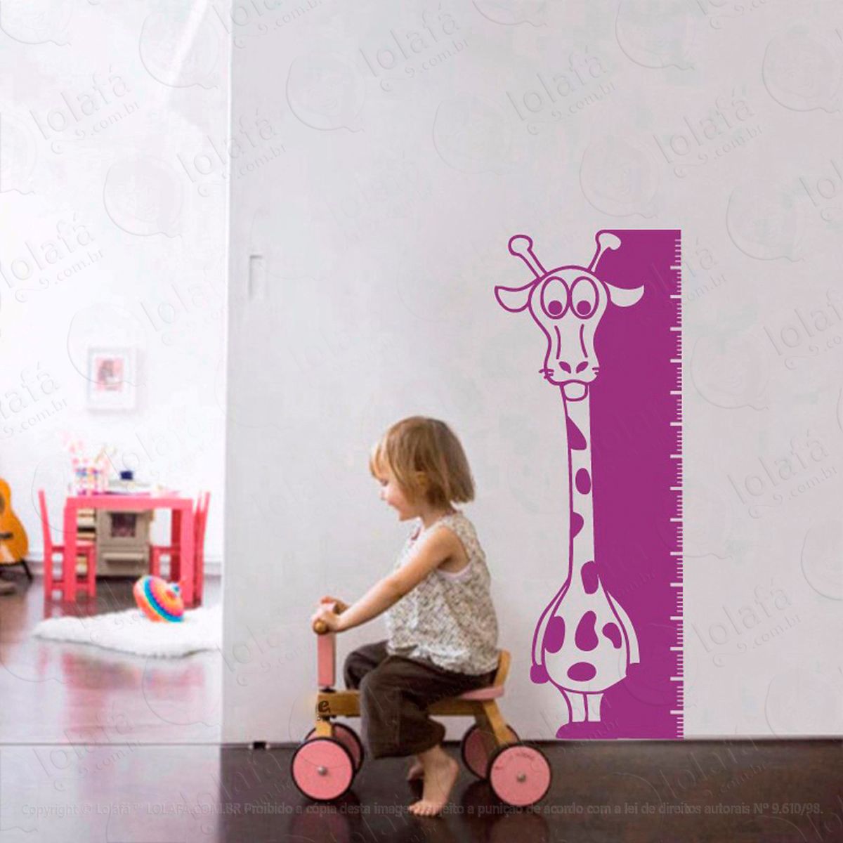 girafa adesivo régua de crescimento infantil, medidor de altura para quarto, porta e parede - mod:117