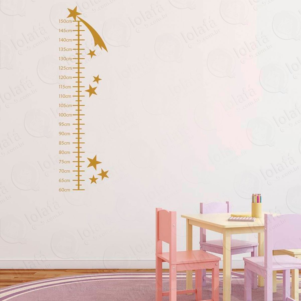 estrelas adesivo régua de crescimento infantil, medidor de altura para quarto, porta e parede - mod:119