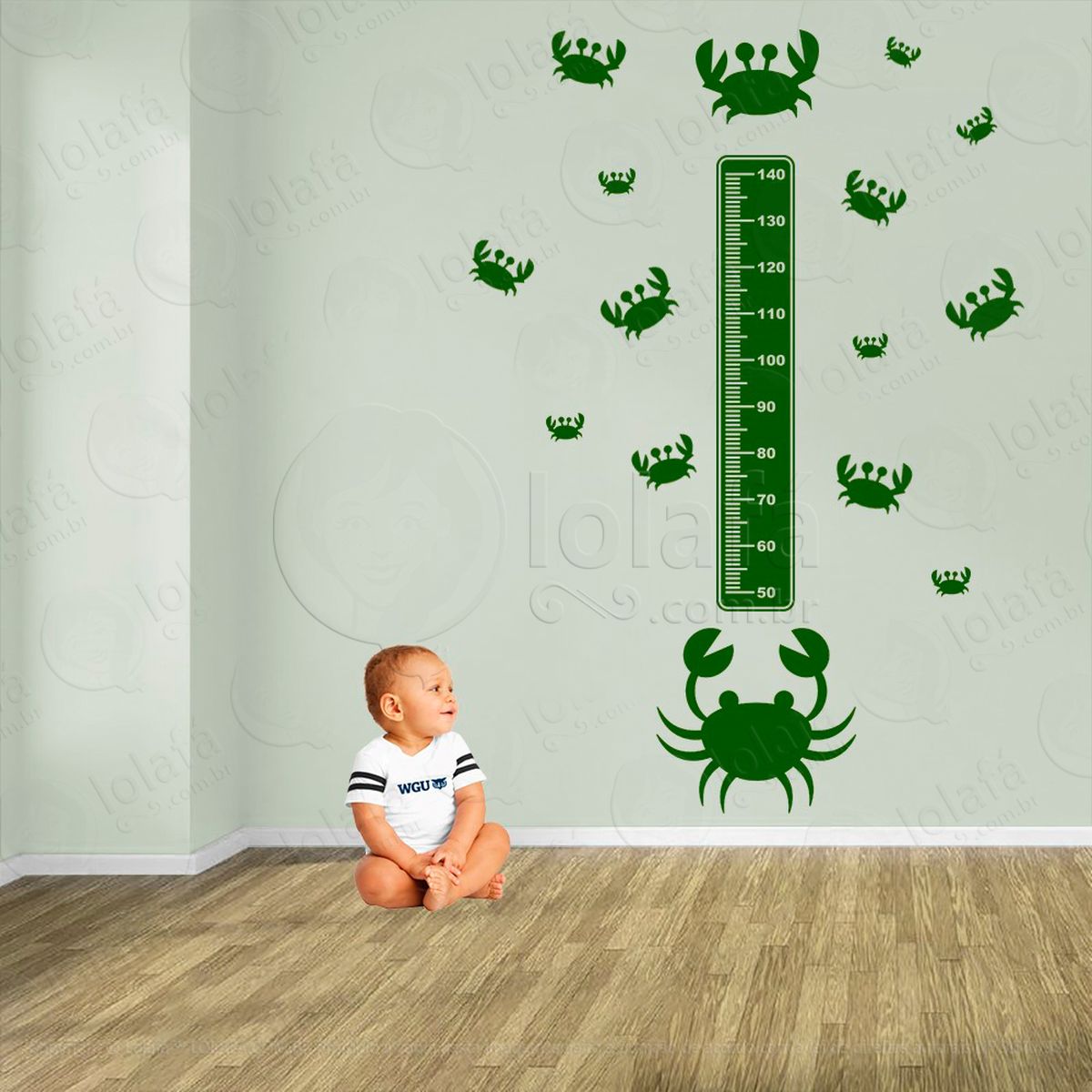 caranguejo e caranguejos adesivo régua de crescimento infantil, medidor de altura para quarto, porta e parede - mod:59