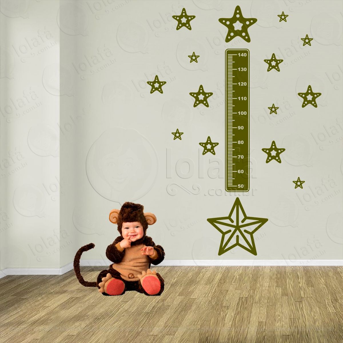 estrela-do-mar e estrelas-do-mar adesivo régua de crescimento infantil, medidor de altura para quarto, porta e parede - mod:85