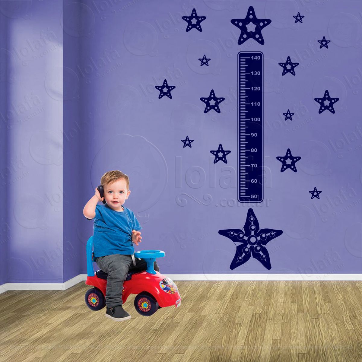 estrela-do-mar e estrelas-do-mar adesivo régua de crescimento infantil, medidor de altura para quarto, porta e parede - mod:87
