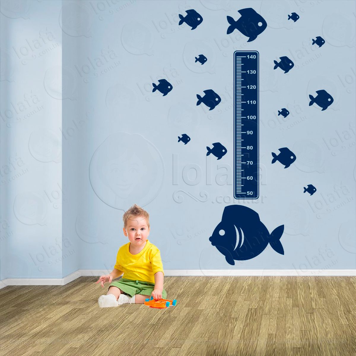peixe e peixes adesivo régua de crescimento infantil, medidor de altura para quarto, porta e parede - mod:177
