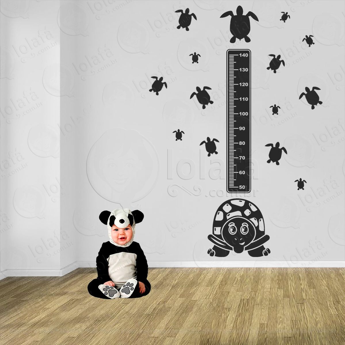 tartaruga e tartarugas adesivo régua de crescimento infantil, medidor de altura para quarto, porta e parede - mod:184