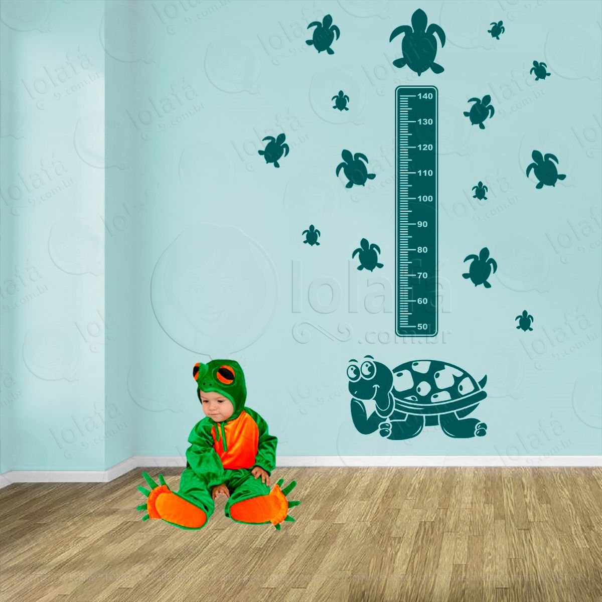 tartaruga e tartarugas adesivo régua de crescimento infantil, medidor de altura para quarto, porta e parede - mod:190