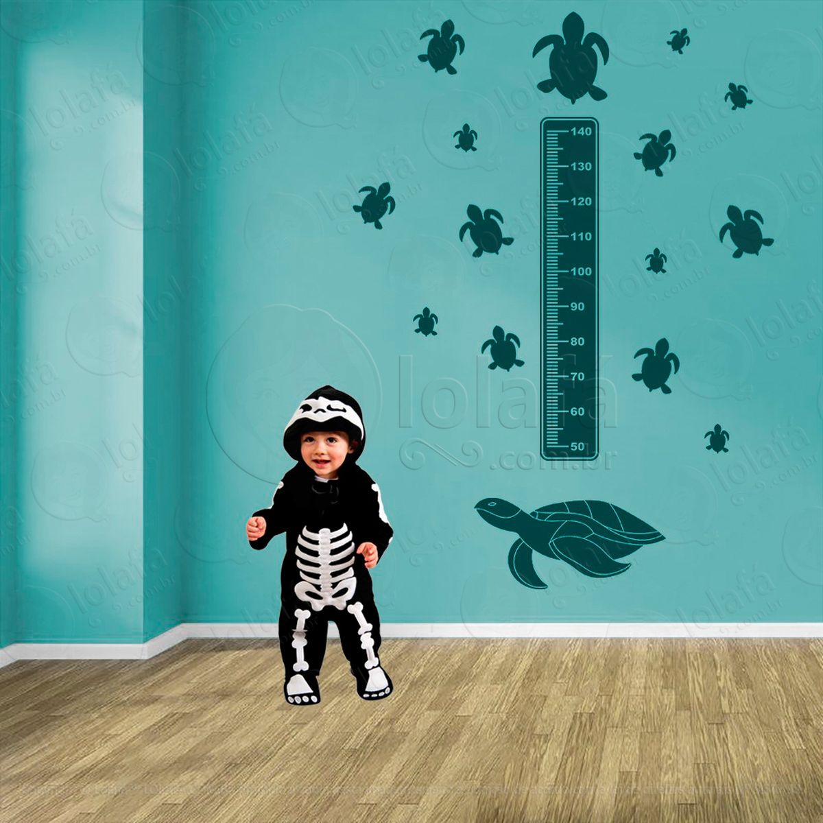tartaruga e tartarugas adesivo régua de crescimento infantil, medidor de altura para quarto, porta e parede - mod:194