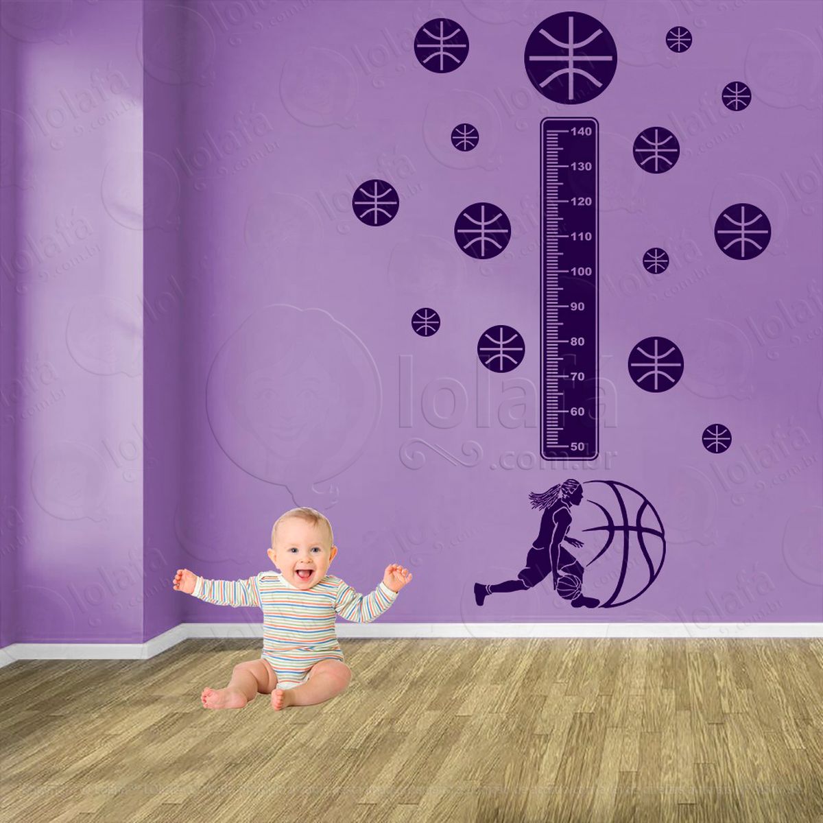 basquetebol e bolas de basquete adesivo régua de crescimento infantil, medidor de altura para quarto, porta e parede - mod:243