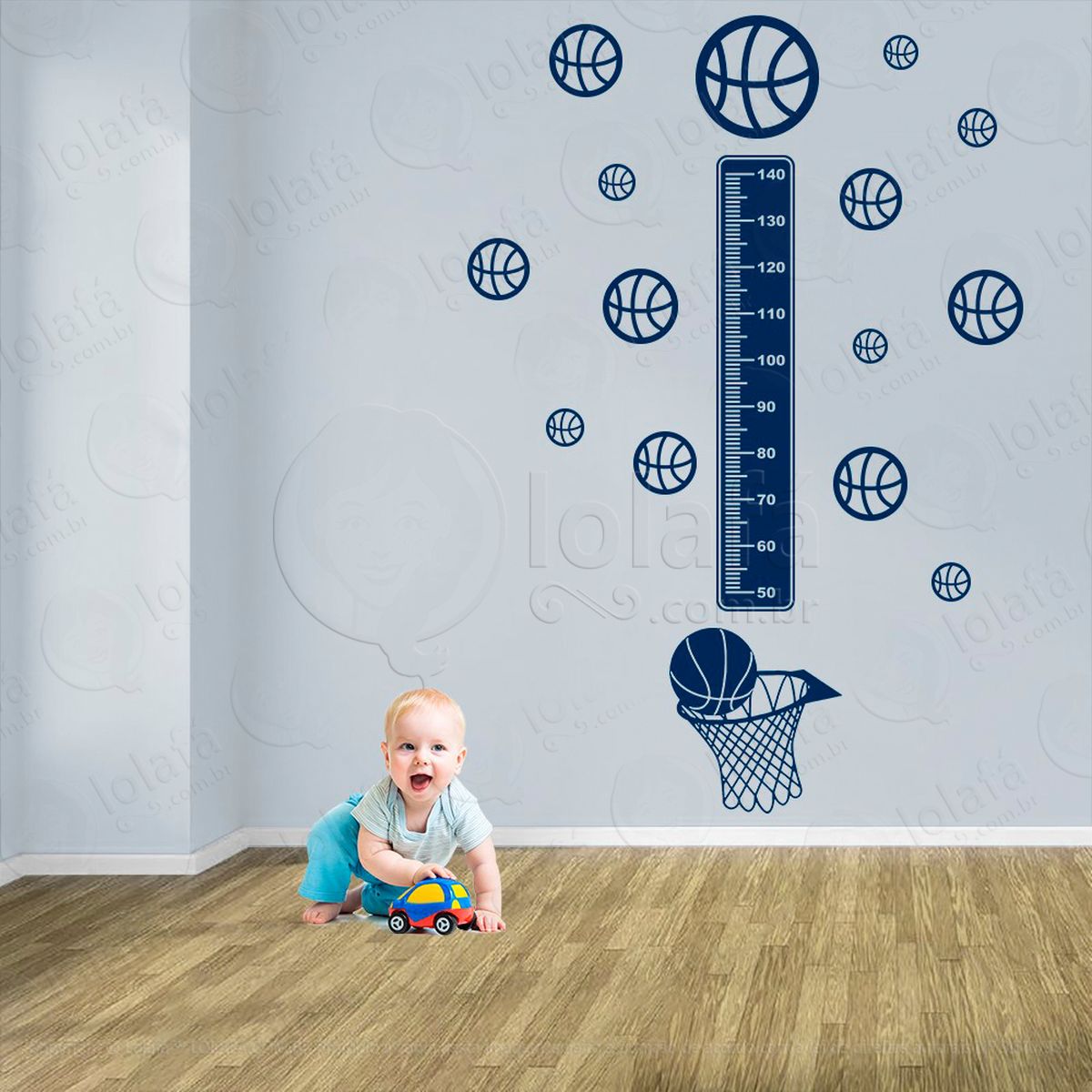 basquetebol e bolas de basquete adesivo régua de crescimento infantil, medidor de altura para quarto, porta e parede - mod:244