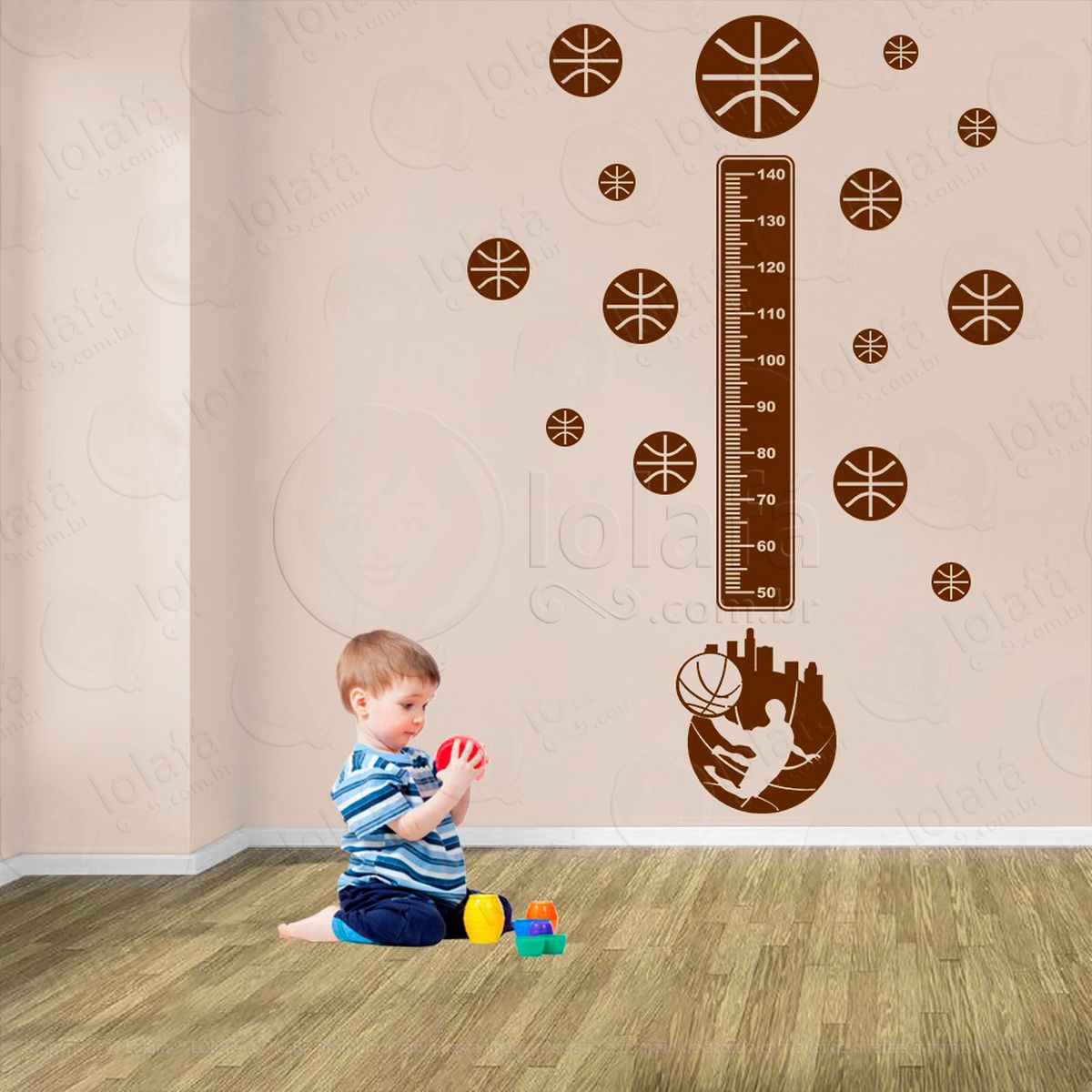 basquetebol e bolas de basquete adesivo régua de crescimento infantil, medidor de altura para quarto, porta e parede - mod:246