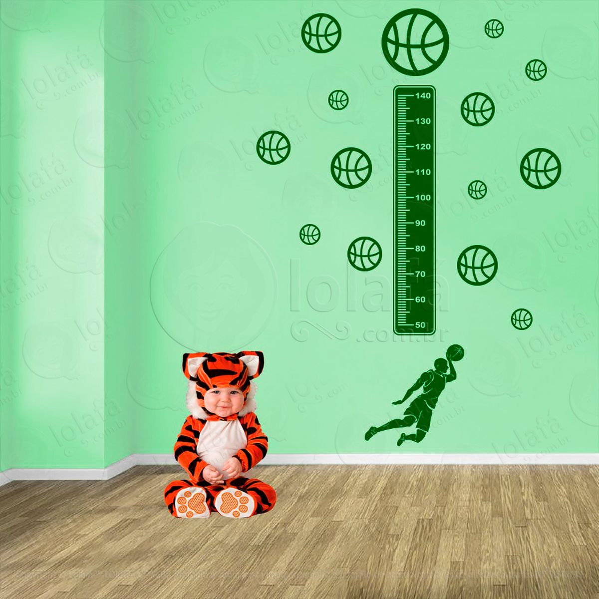 basquetebol e bolas de basquete adesivo régua de crescimento infantil, medidor de altura para quarto, porta e parede - mod:247