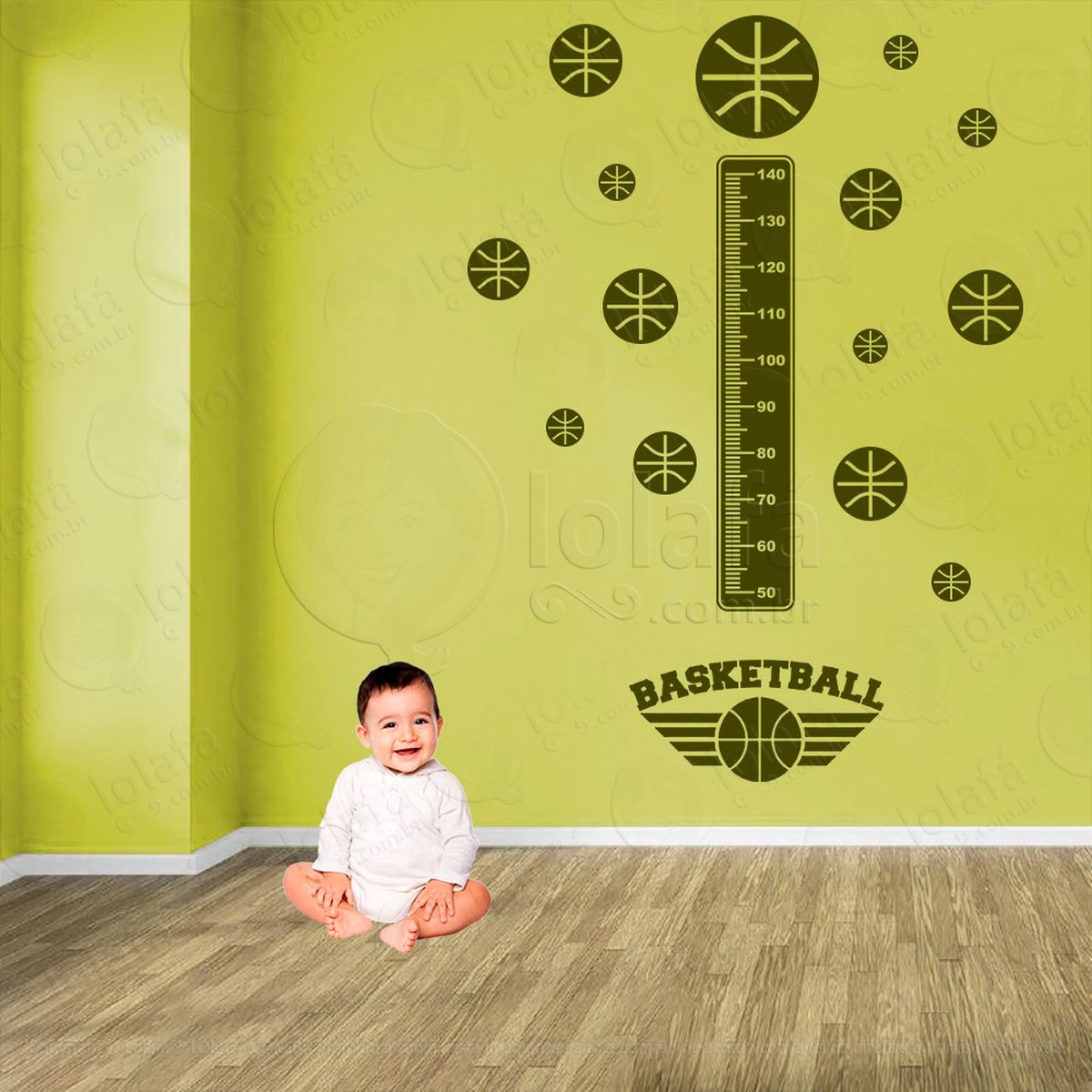 basquetebol e bolas de basquete adesivo régua de crescimento infantil, medidor de altura para quarto, porta e parede - mod:249