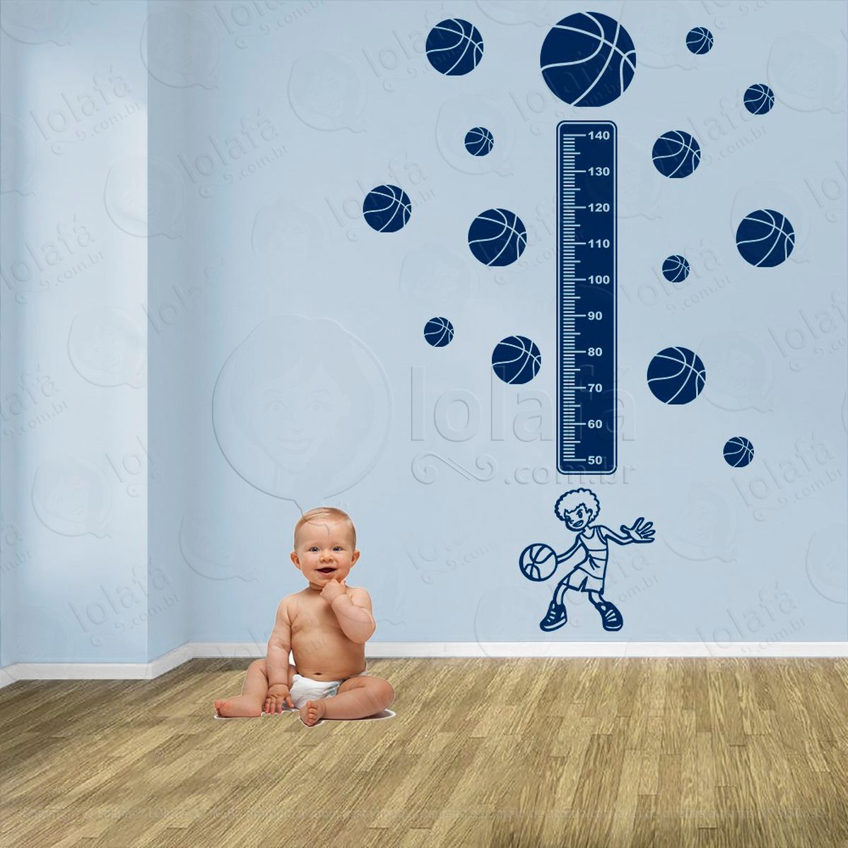 basquetebol e bolas de basquete adesivo régua de crescimento infantil, medidor de altura para quarto, porta e parede - mod:251