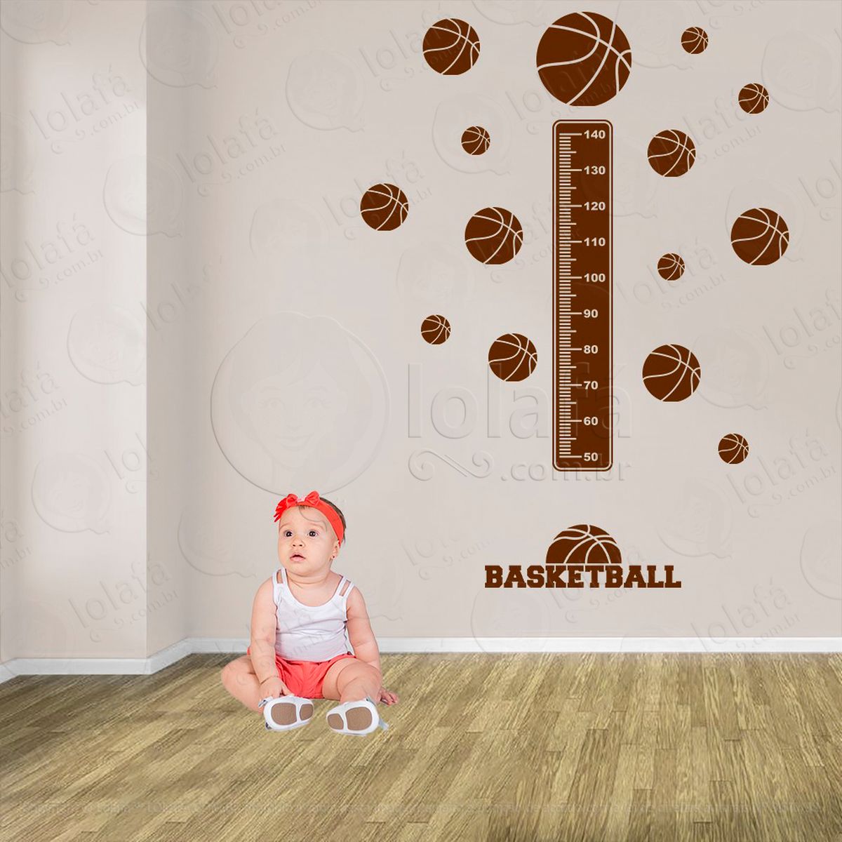 basquetebol e bolas de basquete adesivo régua de crescimento infantil, medidor de altura para quarto, porta e parede - mod:257