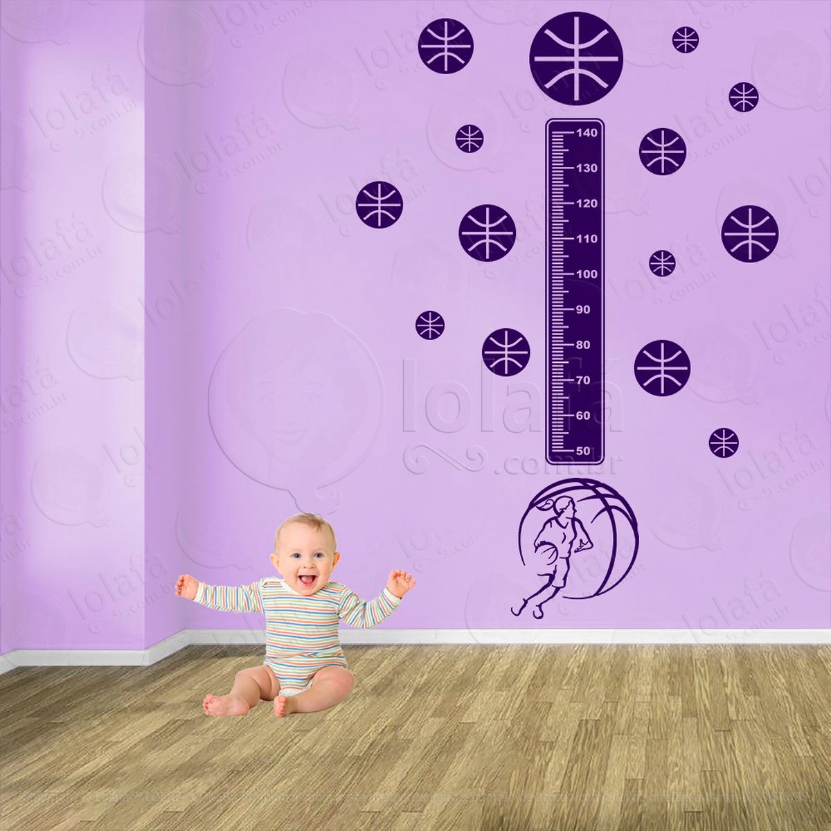 basquetebol e bolas de basquete adesivo régua de crescimento infantil, medidor de altura para quarto, porta e parede - mod:261