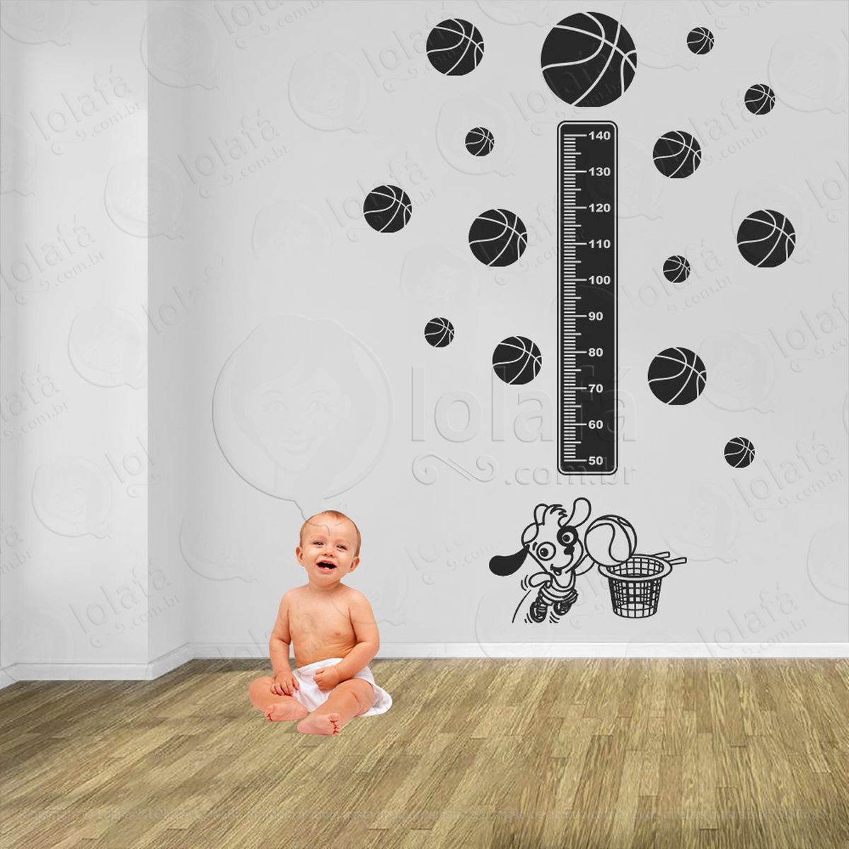 basquetebol e bolas de basquete adesivo régua de crescimento infantil, medidor de altura para quarto, porta e parede - mod:263