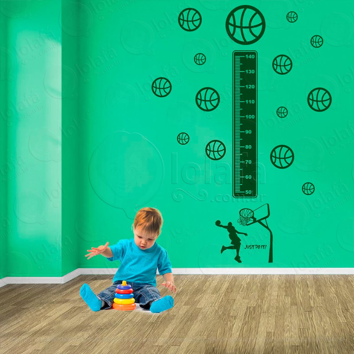 basquetebol e bolas de basquete adesivo régua de crescimento infantil, medidor de altura para quarto, porta e parede - mod:265