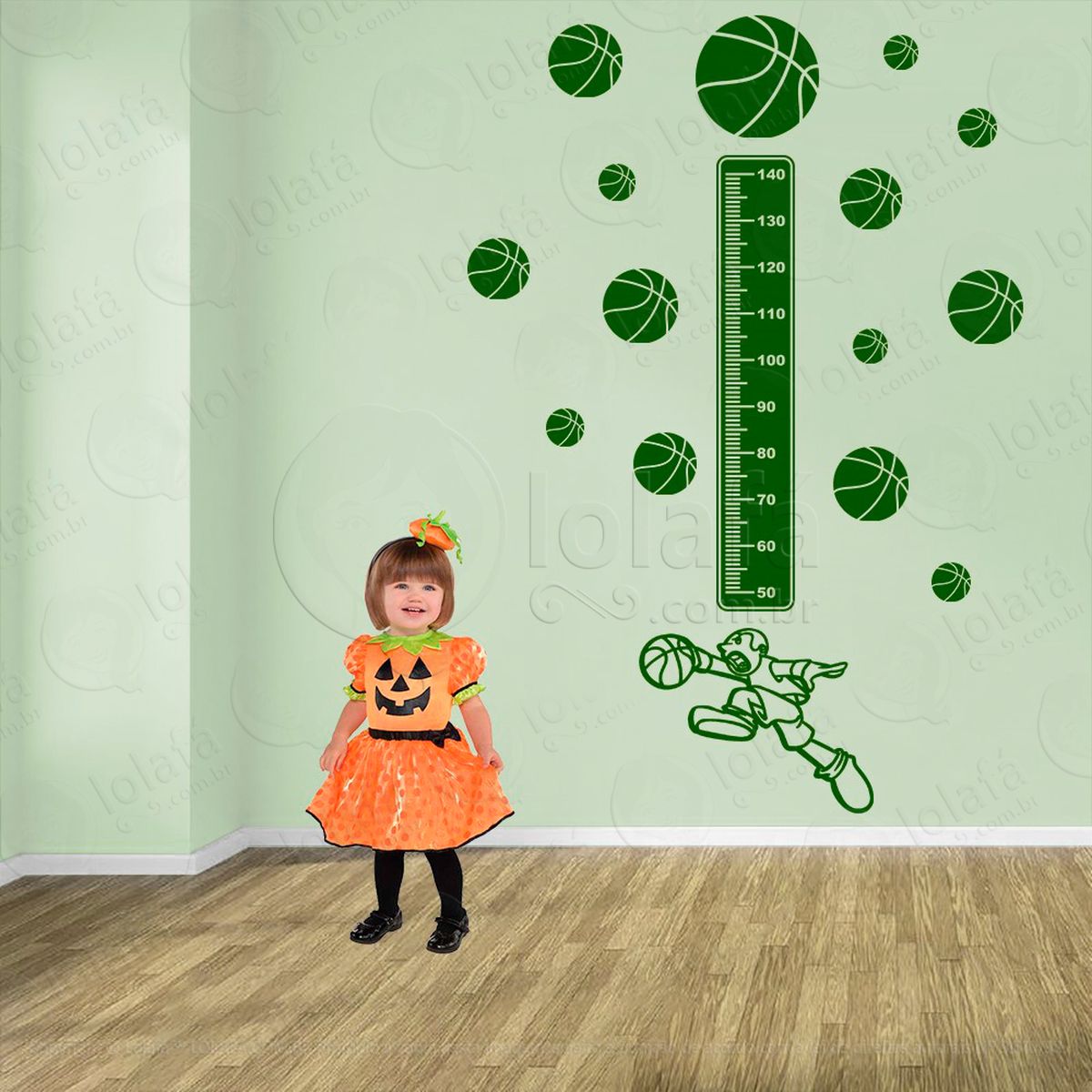 basquetebol e bolas de basquete adesivo régua de crescimento infantil, medidor de altura para quarto, porta e parede - mod:266