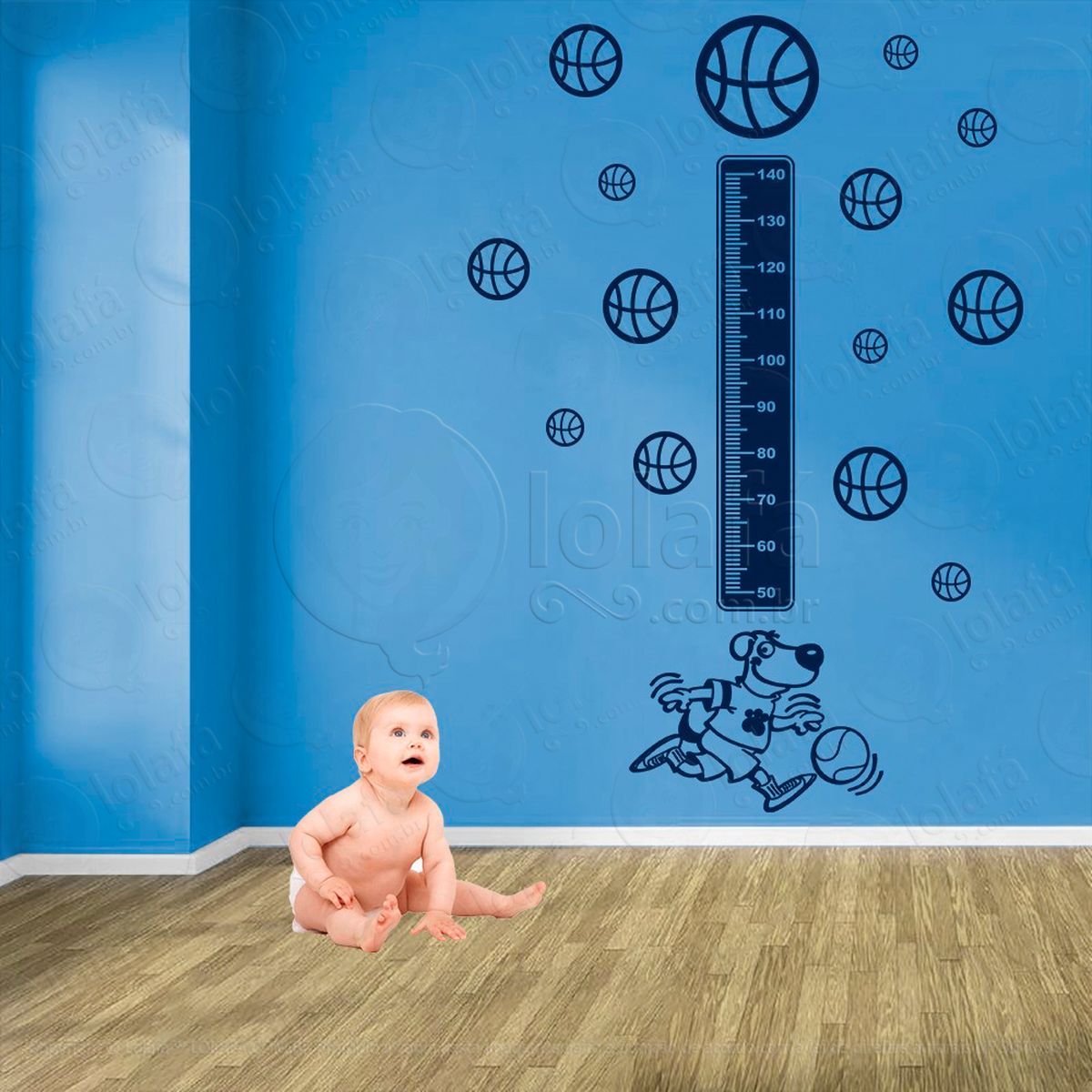 basquetebol e bolas de basquete adesivo régua de crescimento infantil, medidor de altura para quarto, porta e parede - mod:271