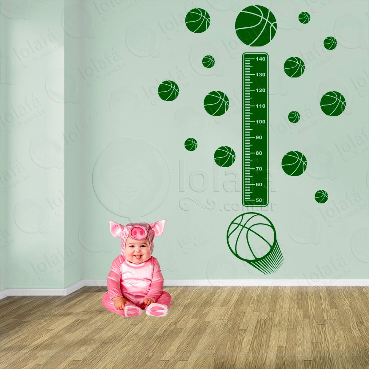 basquetebol e bolas de basquete adesivo régua de crescimento infantil, medidor de altura para quarto, porta e parede - mod:272