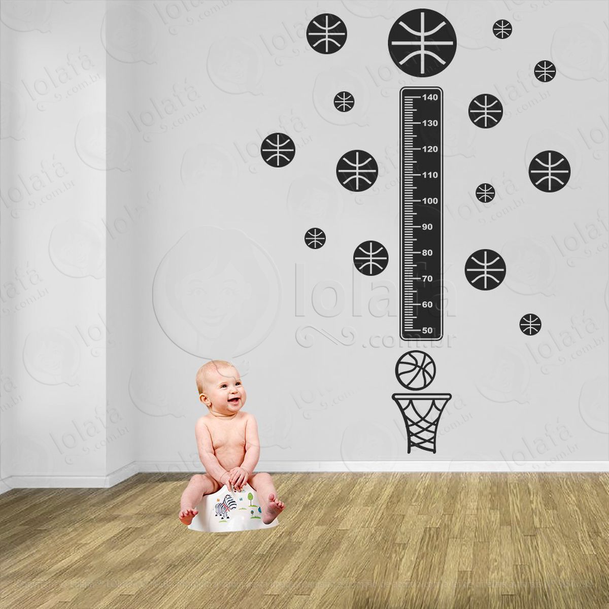 basquetebol e bolas de basquete adesivo régua de crescimento infantil, medidor de altura para quarto, porta e parede - mod:273