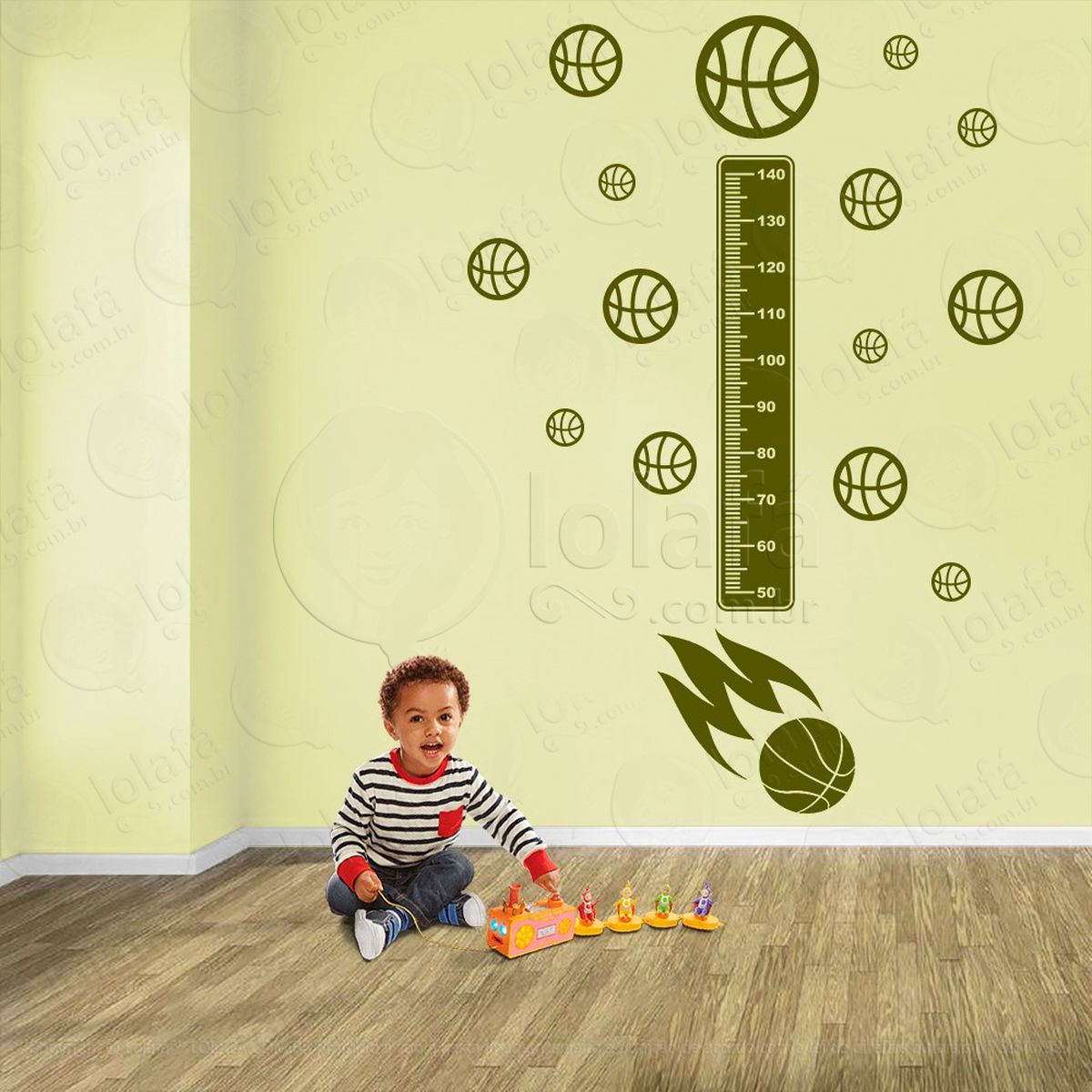 basquetebol e bolas de basquete adesivo régua de crescimento infantil, medidor de altura para quarto, porta e parede - mod:274