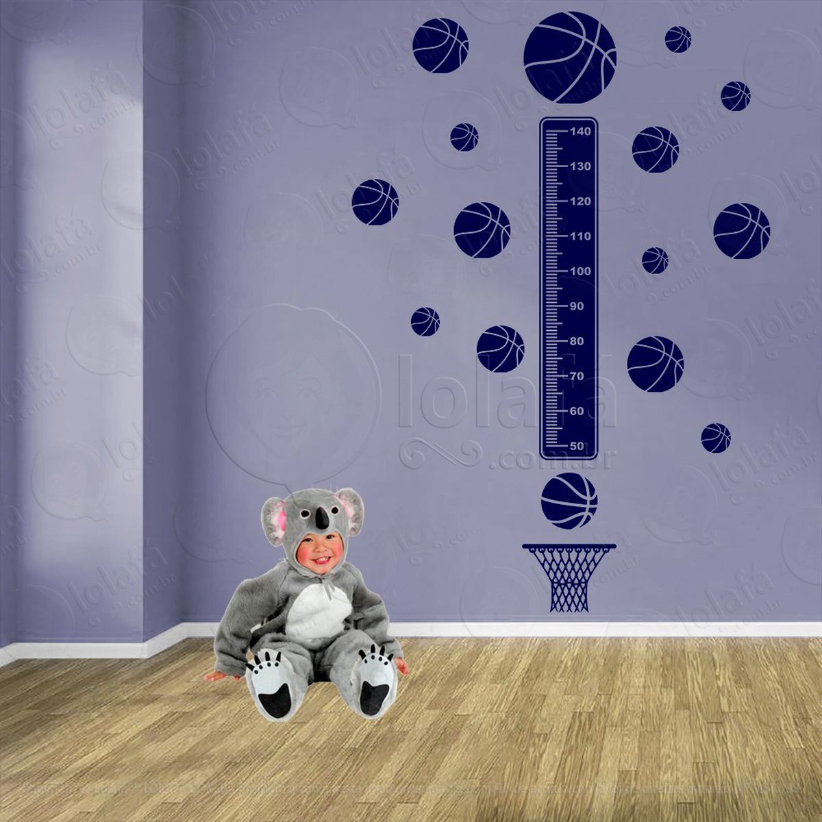 basquetebol e bolas de basquete adesivo régua de crescimento infantil, medidor de altura para quarto, porta e parede - mod:278