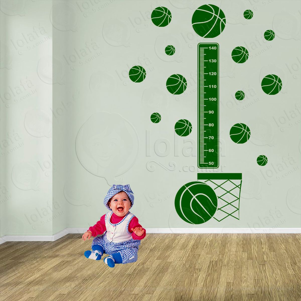basquetebol e bolas de basquete adesivo régua de crescimento infantil, medidor de altura para quarto, porta e parede - mod:281