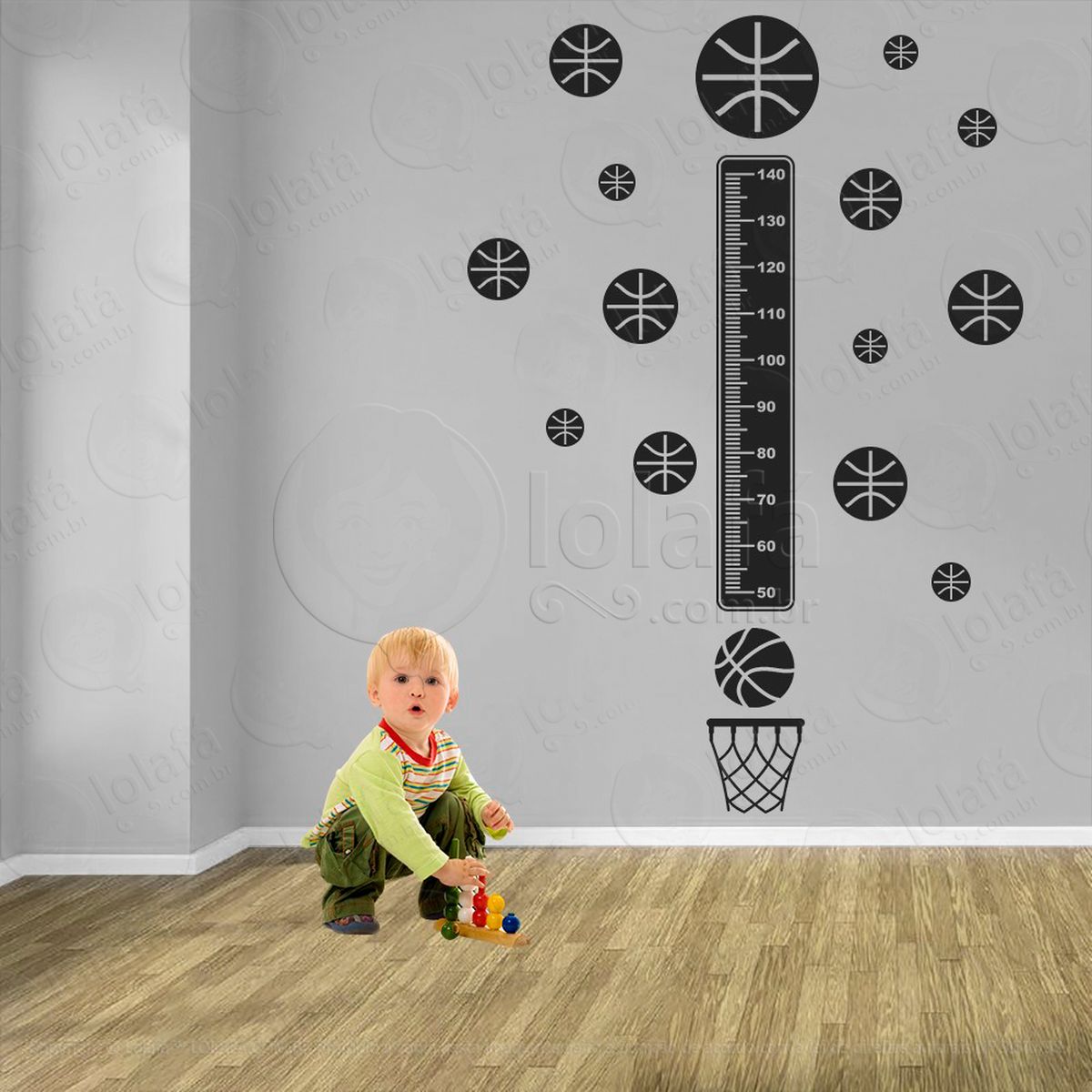 basquetebol e bolas de basquete adesivo régua de crescimento infantil, medidor de altura para quarto, porta e parede - mod:282