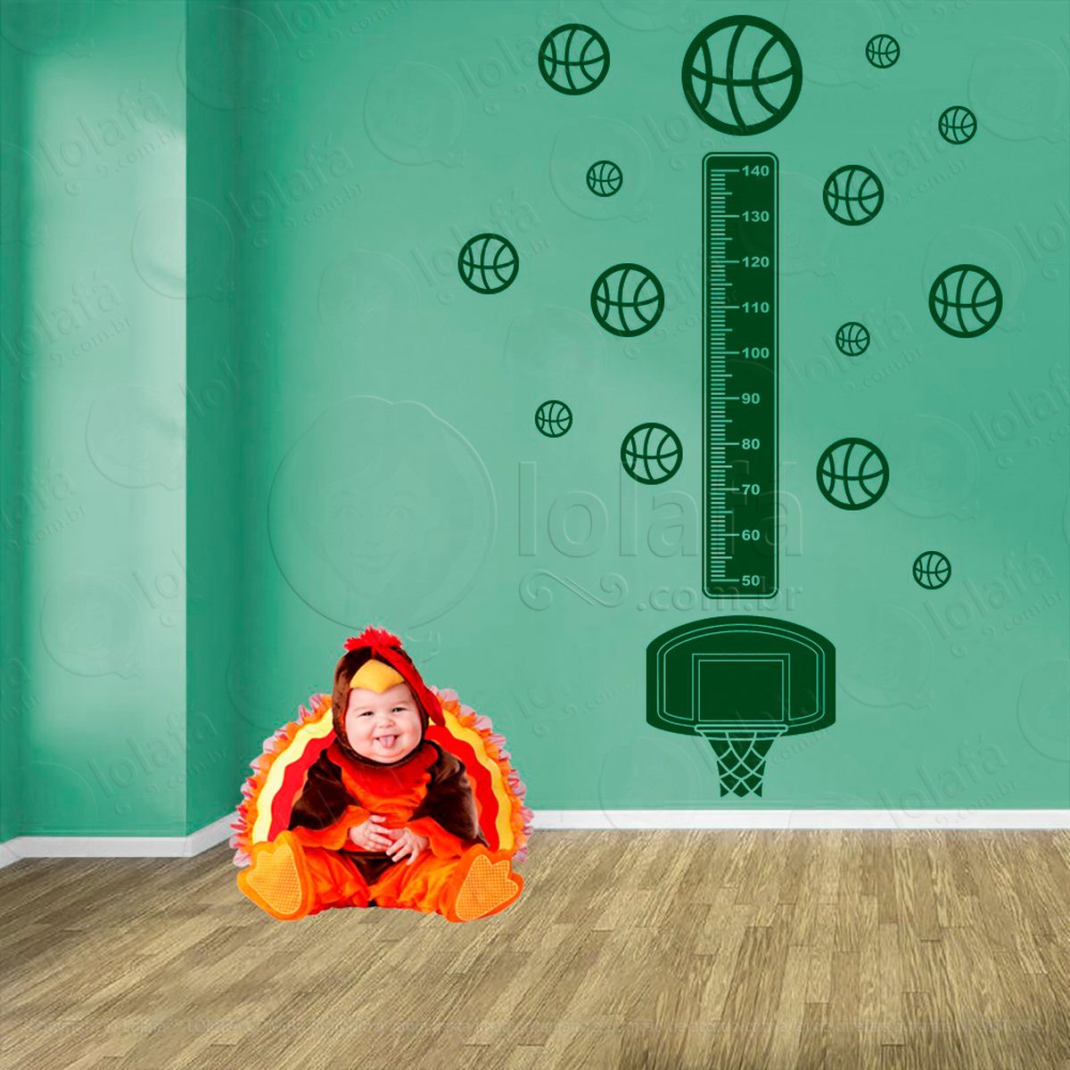 basquetebol e bolas de basquete adesivo régua de crescimento infantil, medidor de altura para quarto, porta e parede - mod:283