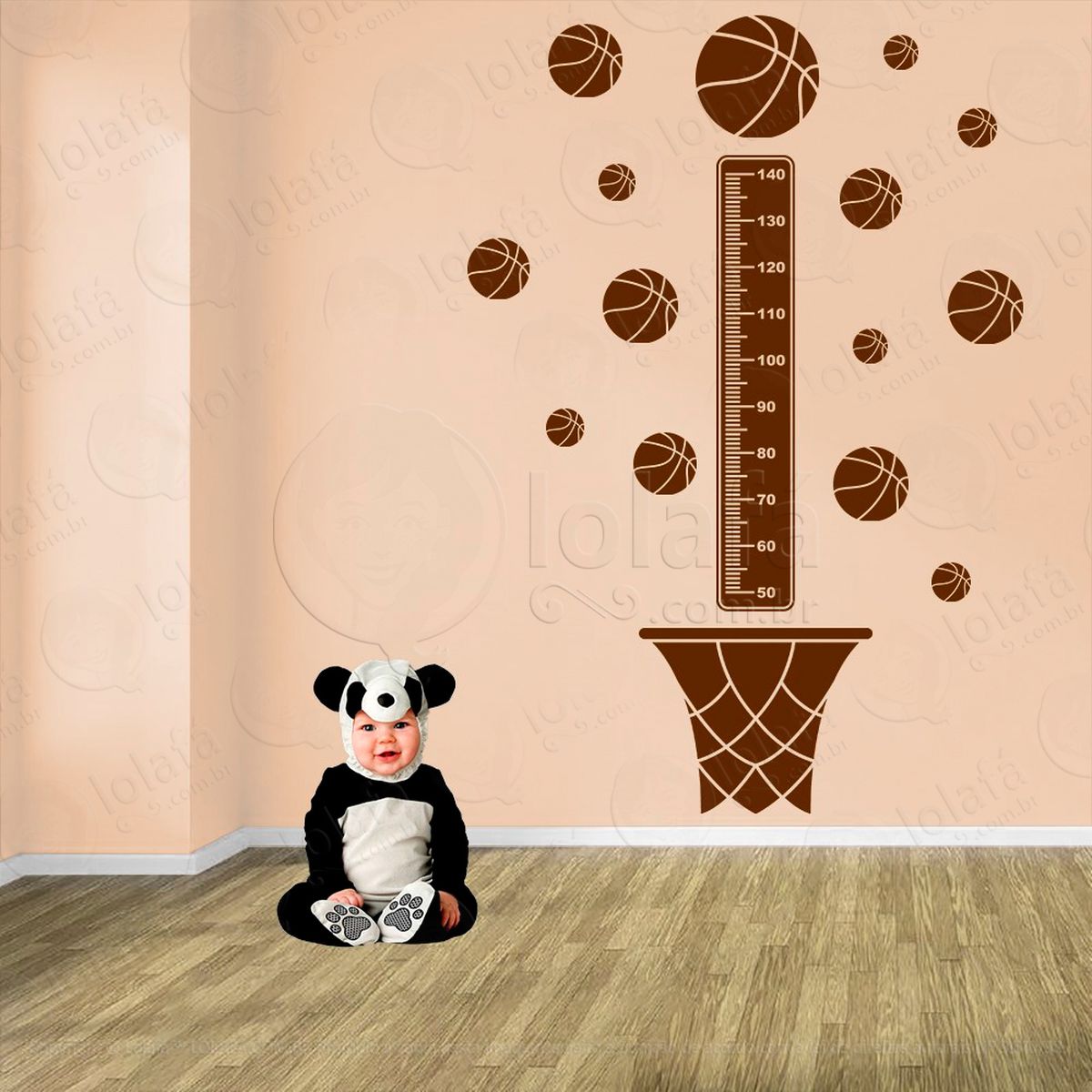 basquetebol e bolas de basquete adesivo régua de crescimento infantil, medidor de altura para quarto, porta e parede - mod:284