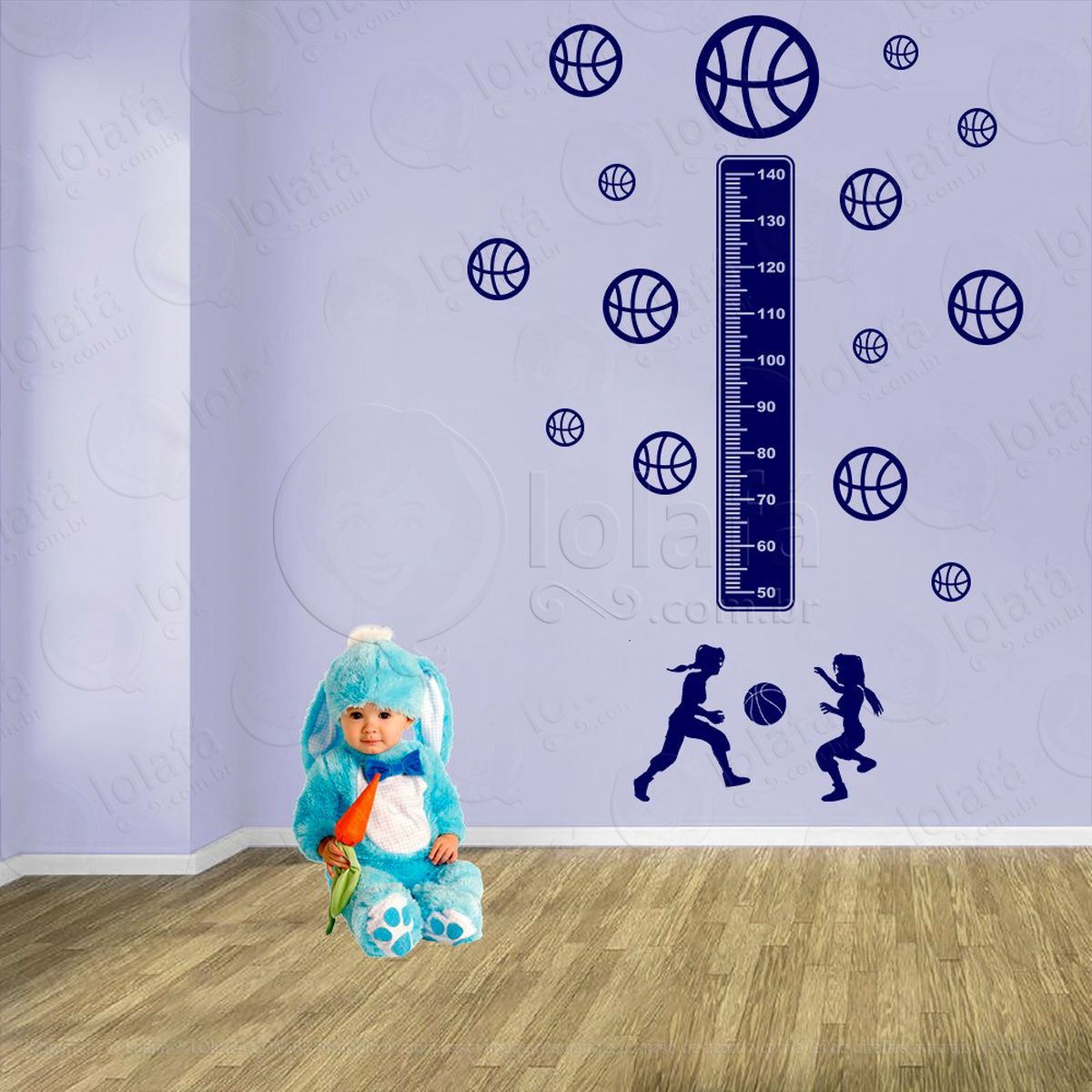 basquetebol e bolas de basquete adesivo régua de crescimento infantil, medidor de altura para quarto, porta e parede - mod:289