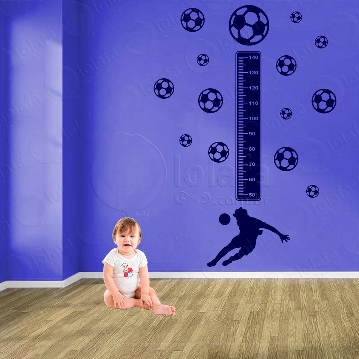 futebol e bolas de futebol adesivo régua de crescimento infantil, medidor de altura para quarto, porta e parede - mod:299