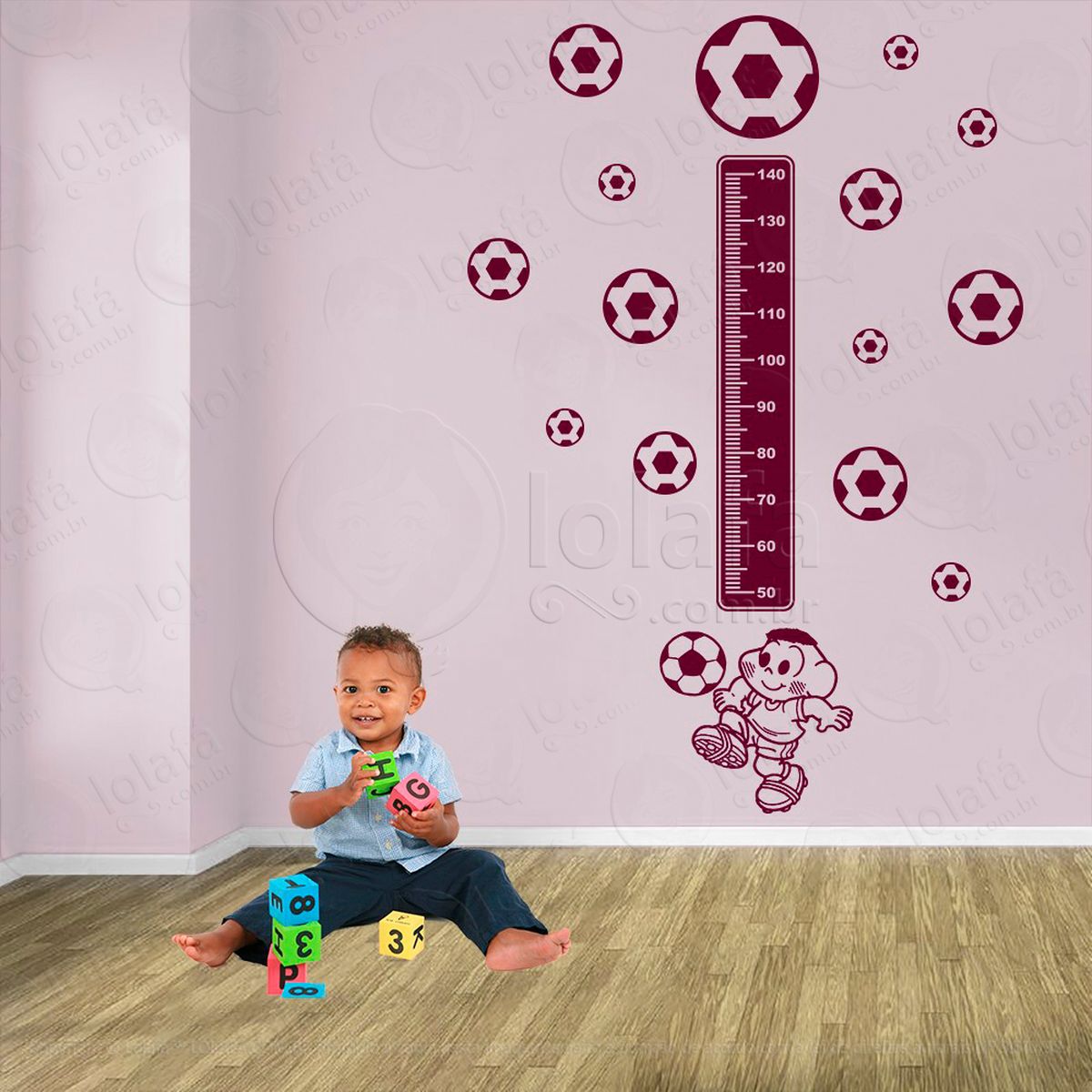 futebol e bolas de futebol adesivo régua de crescimento infantil, medidor de altura para quarto, porta e parede - mod:300