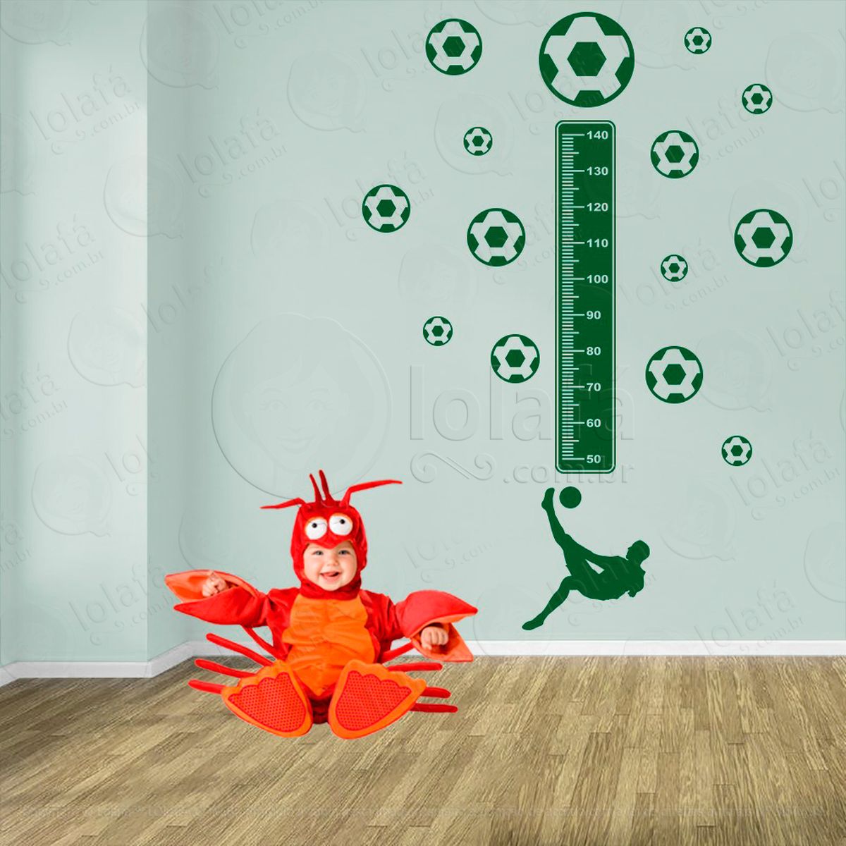 futebol e bolas de futebol adesivo régua de crescimento infantil, medidor de altura para quarto, porta e parede - mod:302