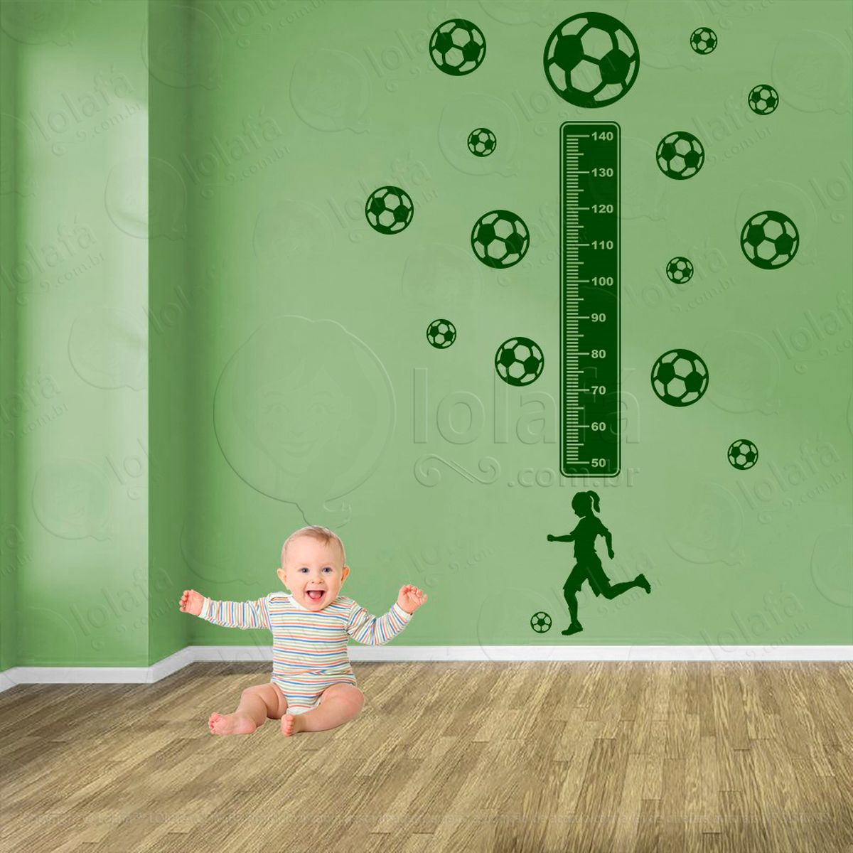 futebol e bolas de futebol adesivo régua de crescimento infantil, medidor de altura para quarto, porta e parede - mod:303