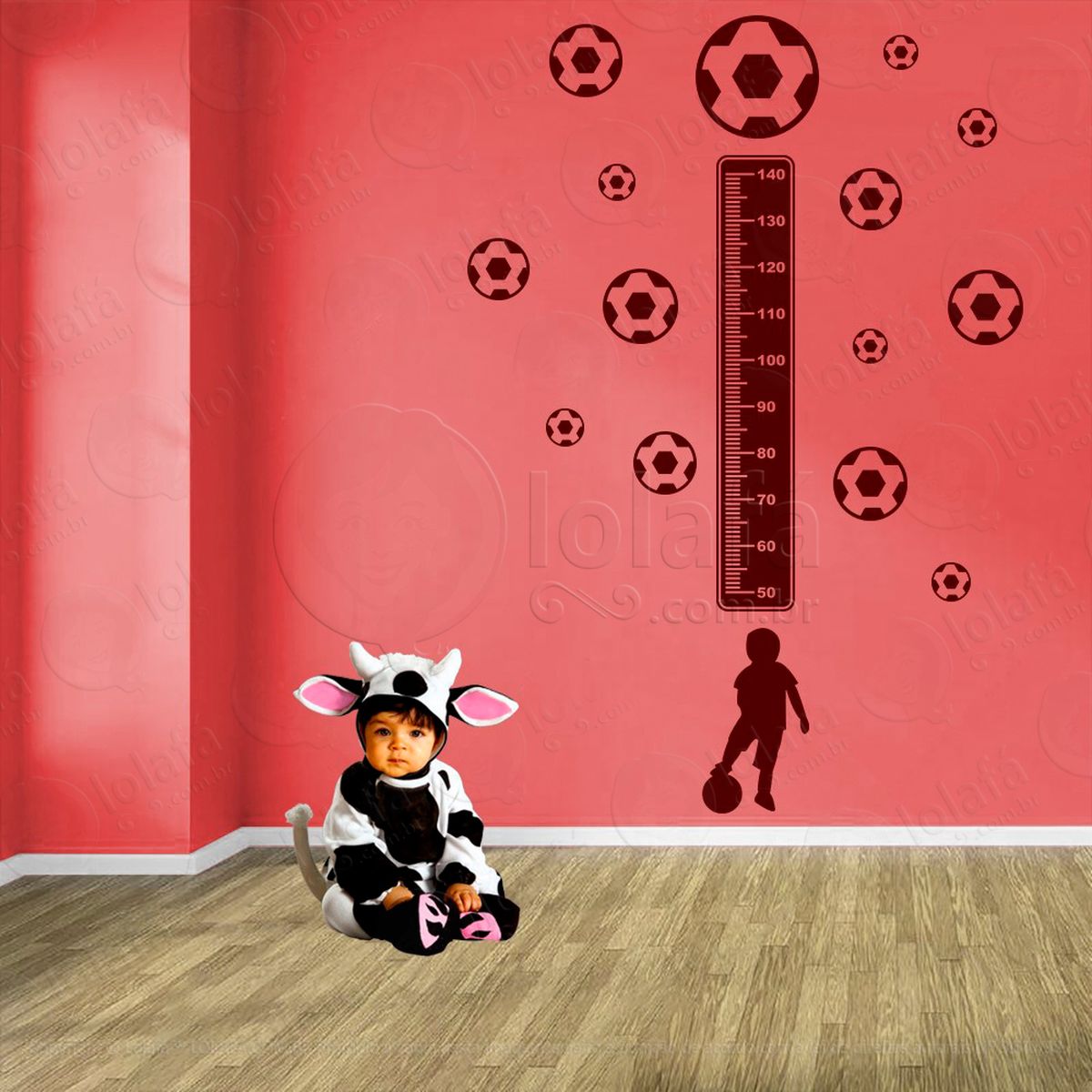 futebol e bolas de futebol adesivo régua de crescimento infantil, medidor de altura para quarto, porta e parede - mod:306