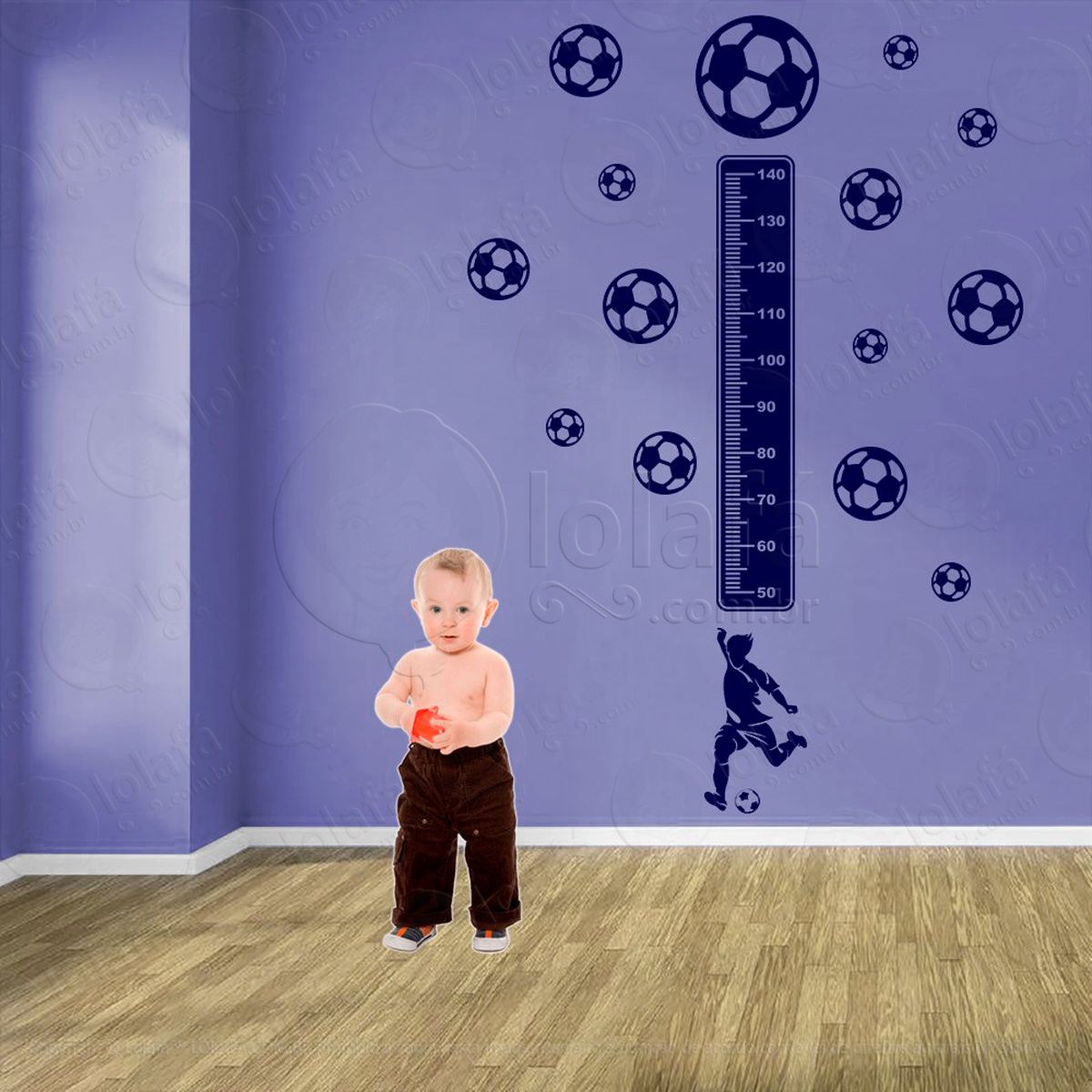 futebol e bolas de futebol adesivo régua de crescimento infantil, medidor de altura para quarto, porta e parede - mod:309