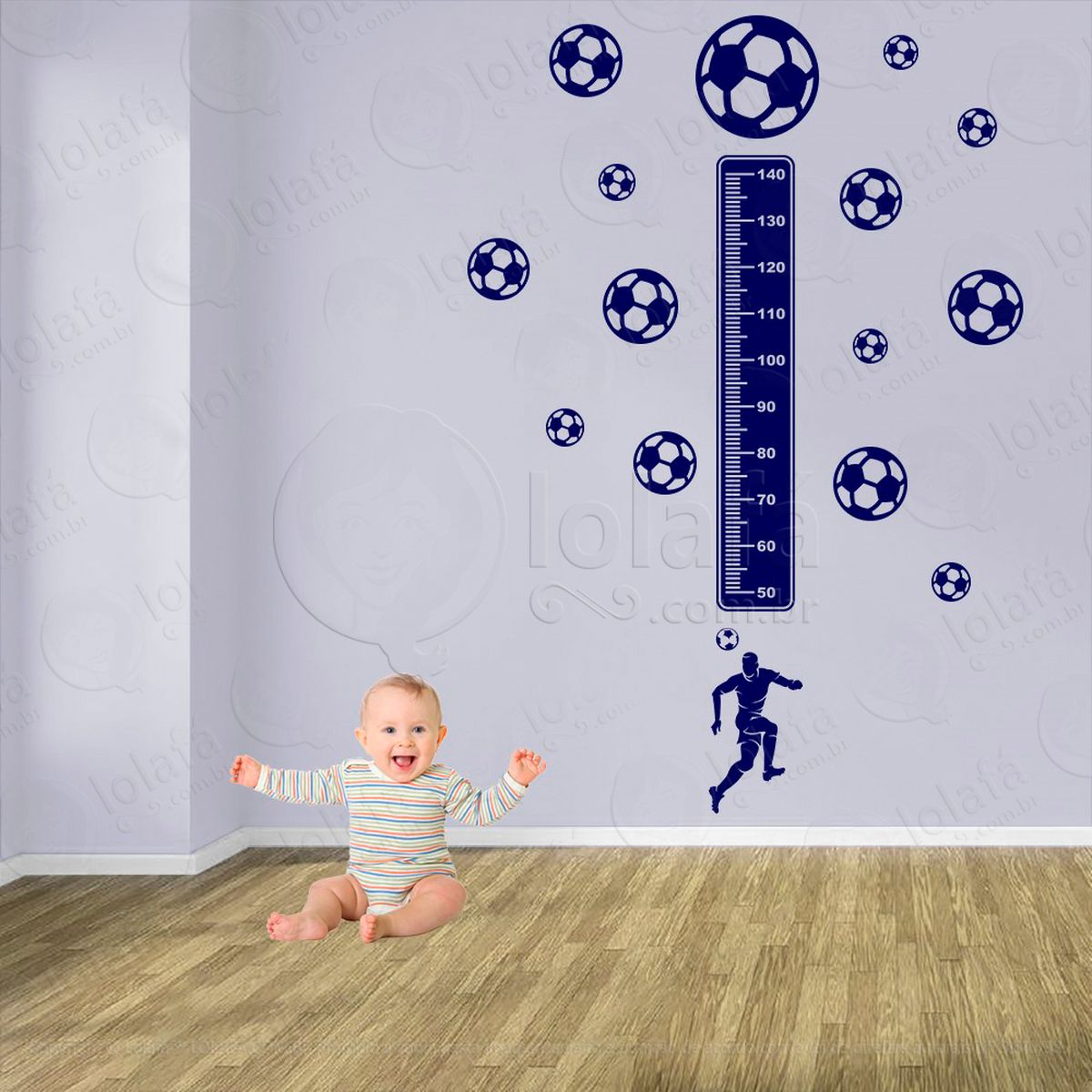 futebol e bolas de futebol adesivo régua de crescimento infantil, medidor de altura para quarto, porta e parede - mod:311