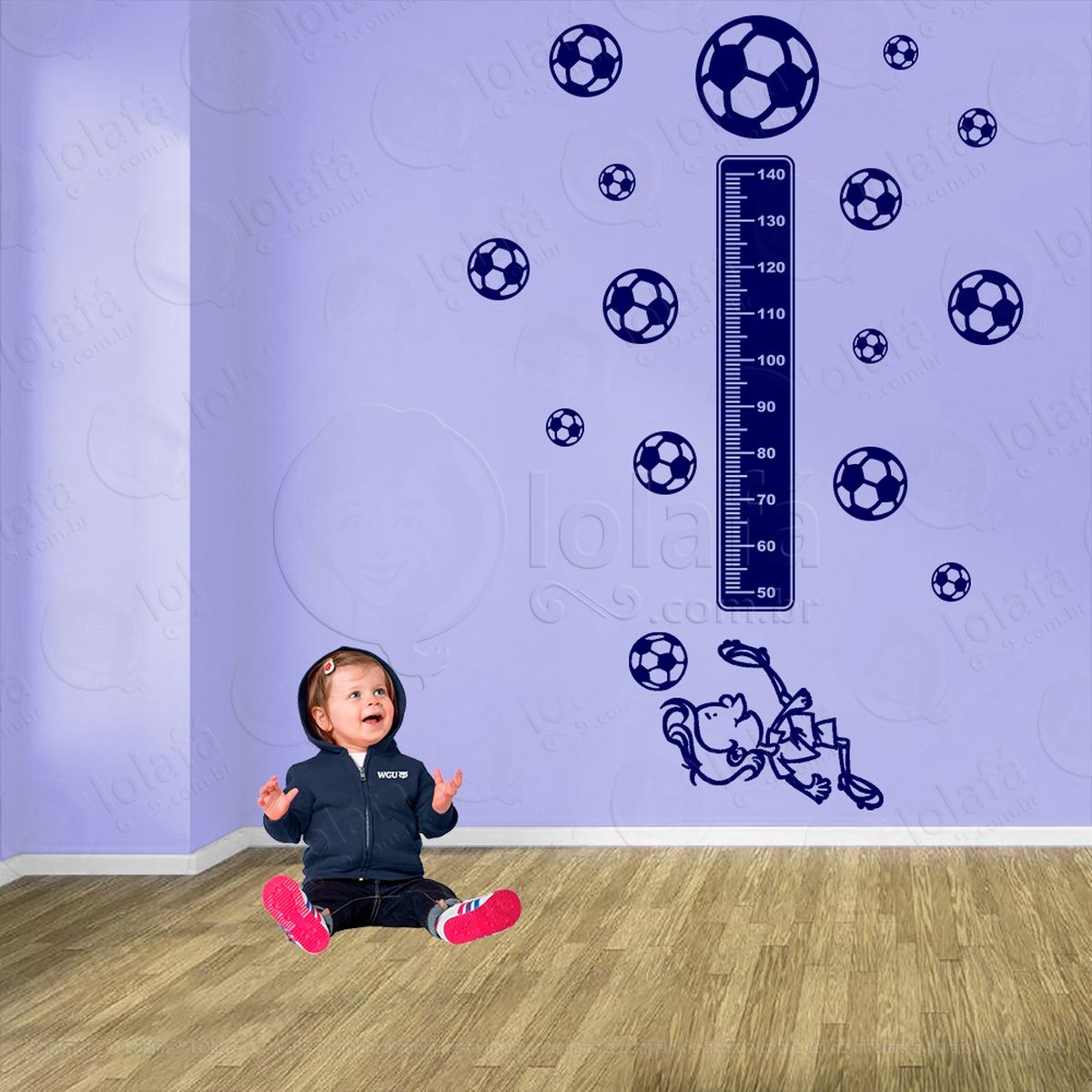 futebol e bolas de futebol adesivo régua de crescimento infantil, medidor de altura para quarto, porta e parede - mod:315