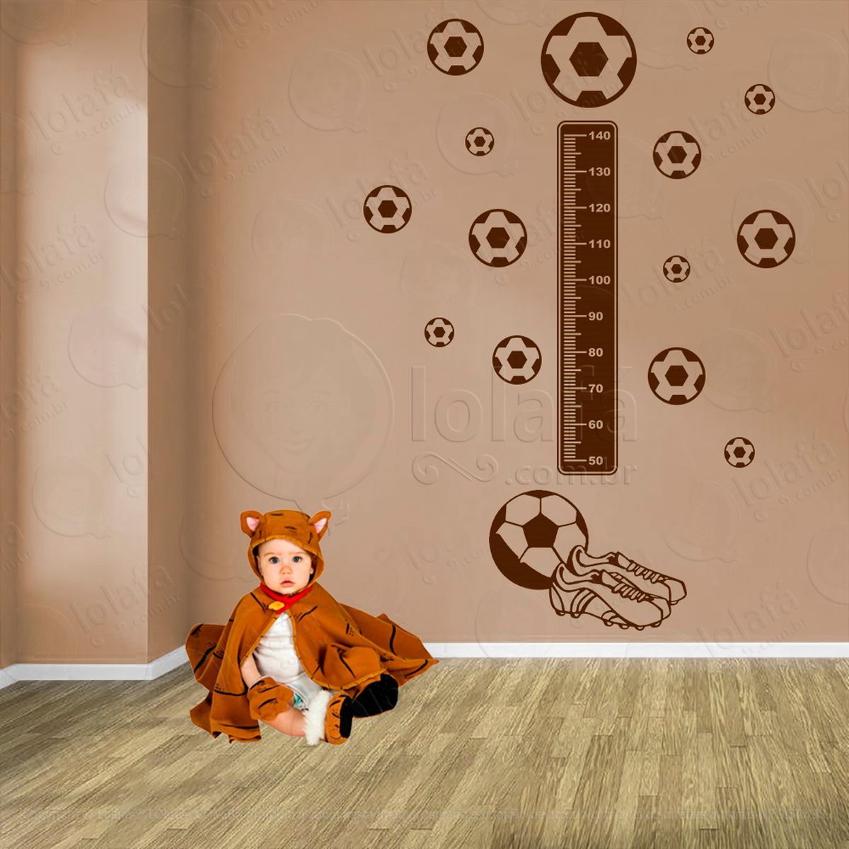 futebol e bolas de futebol adesivo régua de crescimento infantil, medidor de altura para quarto, porta e parede - mod:316