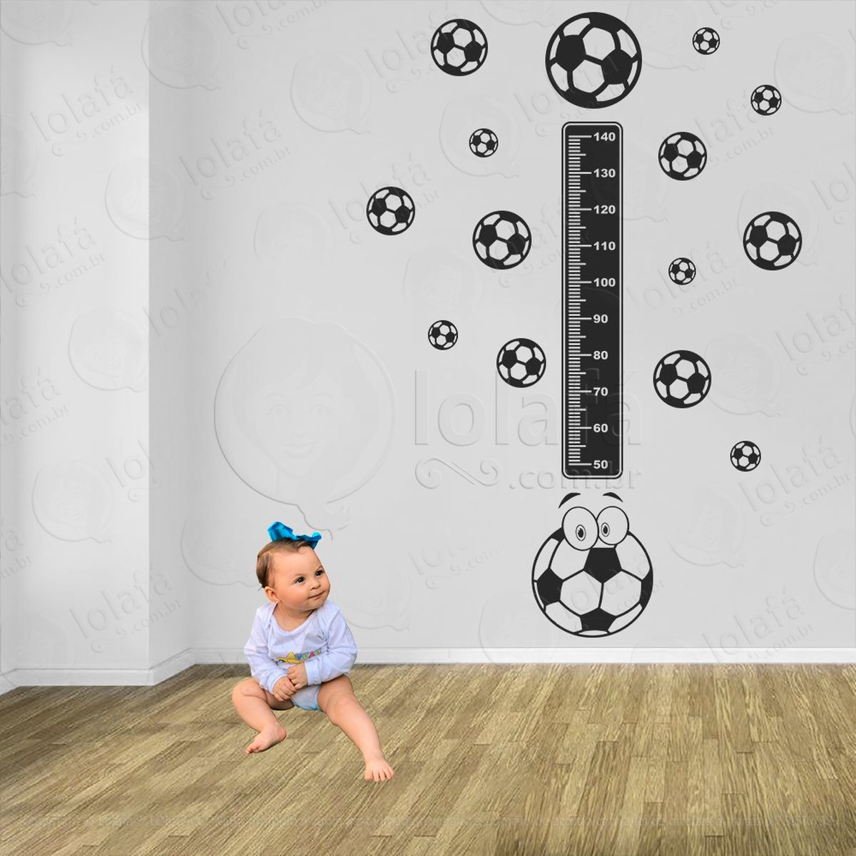 futebol e bolas de futebol adesivo régua de crescimento infantil, medidor de altura para quarto, porta e parede - mod:319