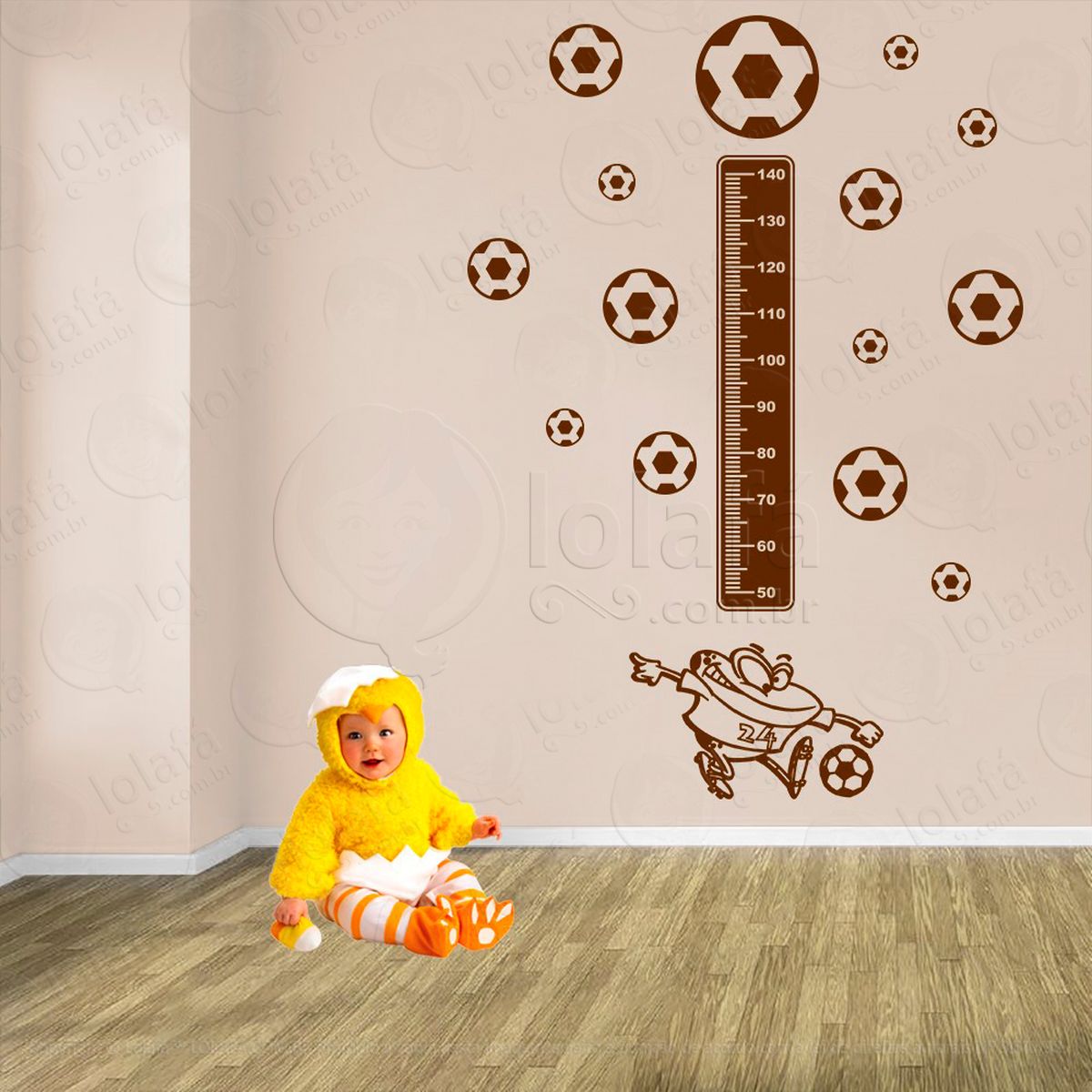 futebol e bolas de futebol adesivo régua de crescimento infantil, medidor de altura para quarto, porta e parede - mod:320