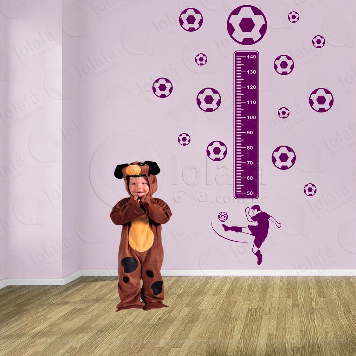 futebol e bolas de futebol adesivo régua de crescimento infantil, medidor de altura para quarto, porta e parede - mod:322