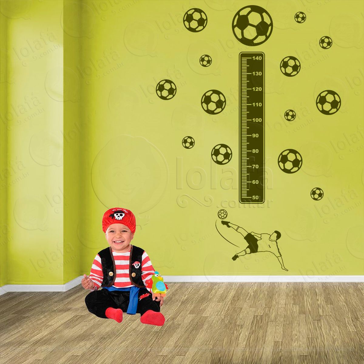 futebol e bolas de futebol adesivo régua de crescimento infantil, medidor de altura para quarto, porta e parede - mod:323