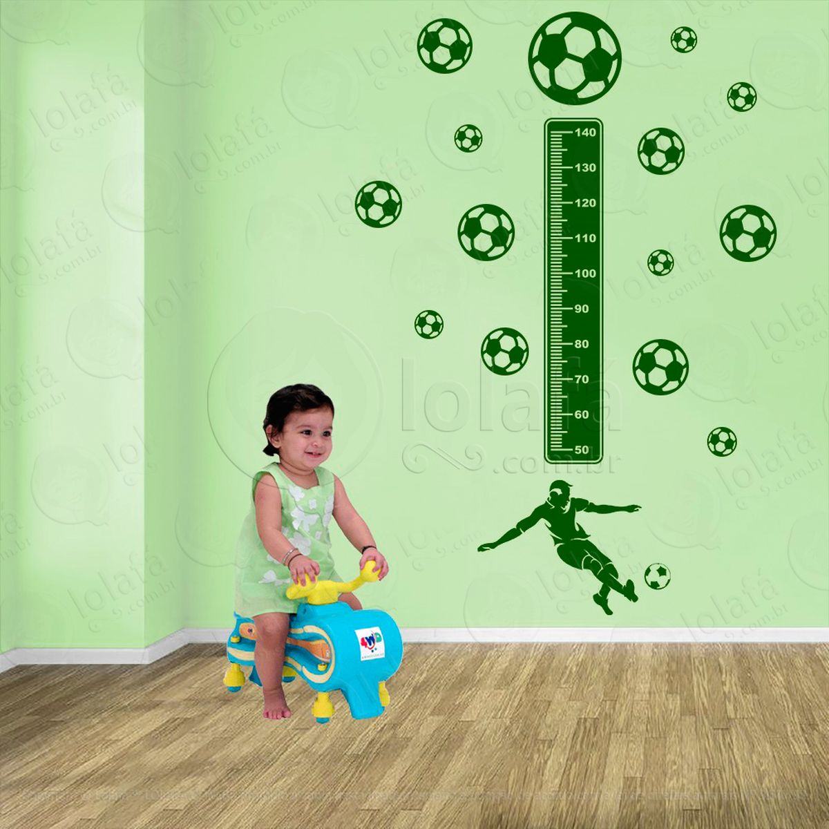 futebol e bolas de futebol adesivo régua de crescimento infantil, medidor de altura para quarto, porta e parede - mod:329