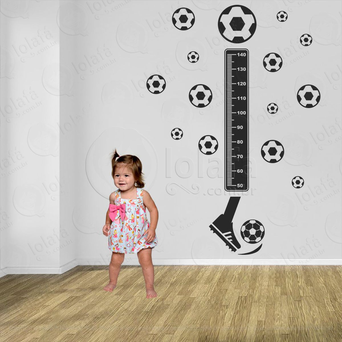 futebol e bolas de futebol adesivo régua de crescimento infantil, medidor de altura para quarto, porta e parede - mod:330