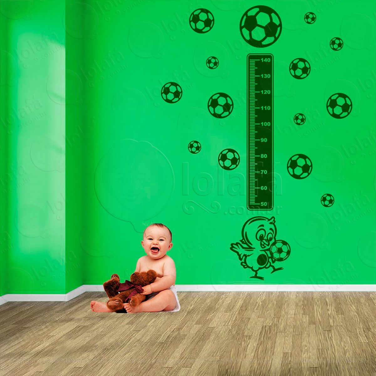 futebol e bolas de futebol adesivo régua de crescimento infantil, medidor de altura para quarto, porta e parede - mod:333
