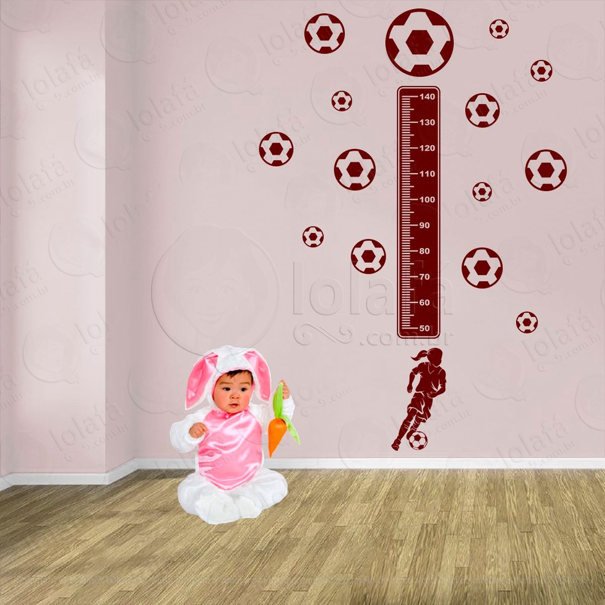 futebol e bolas de futebol adesivo régua de crescimento infantil, medidor de altura para quarto, porta e parede - mod:334