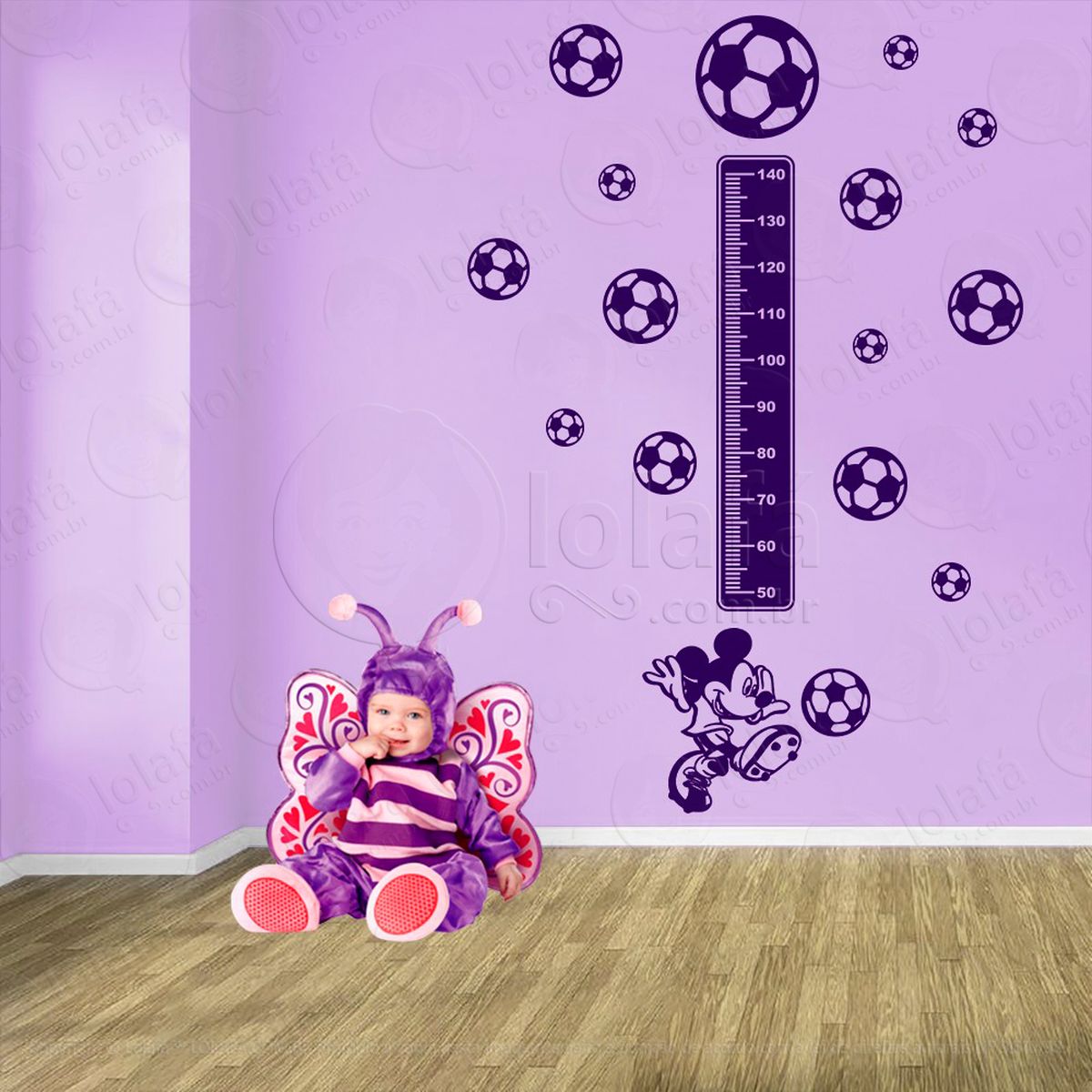 futebol e bolas de futebol adesivo régua de crescimento infantil, medidor de altura para quarto, porta e parede - mod:335