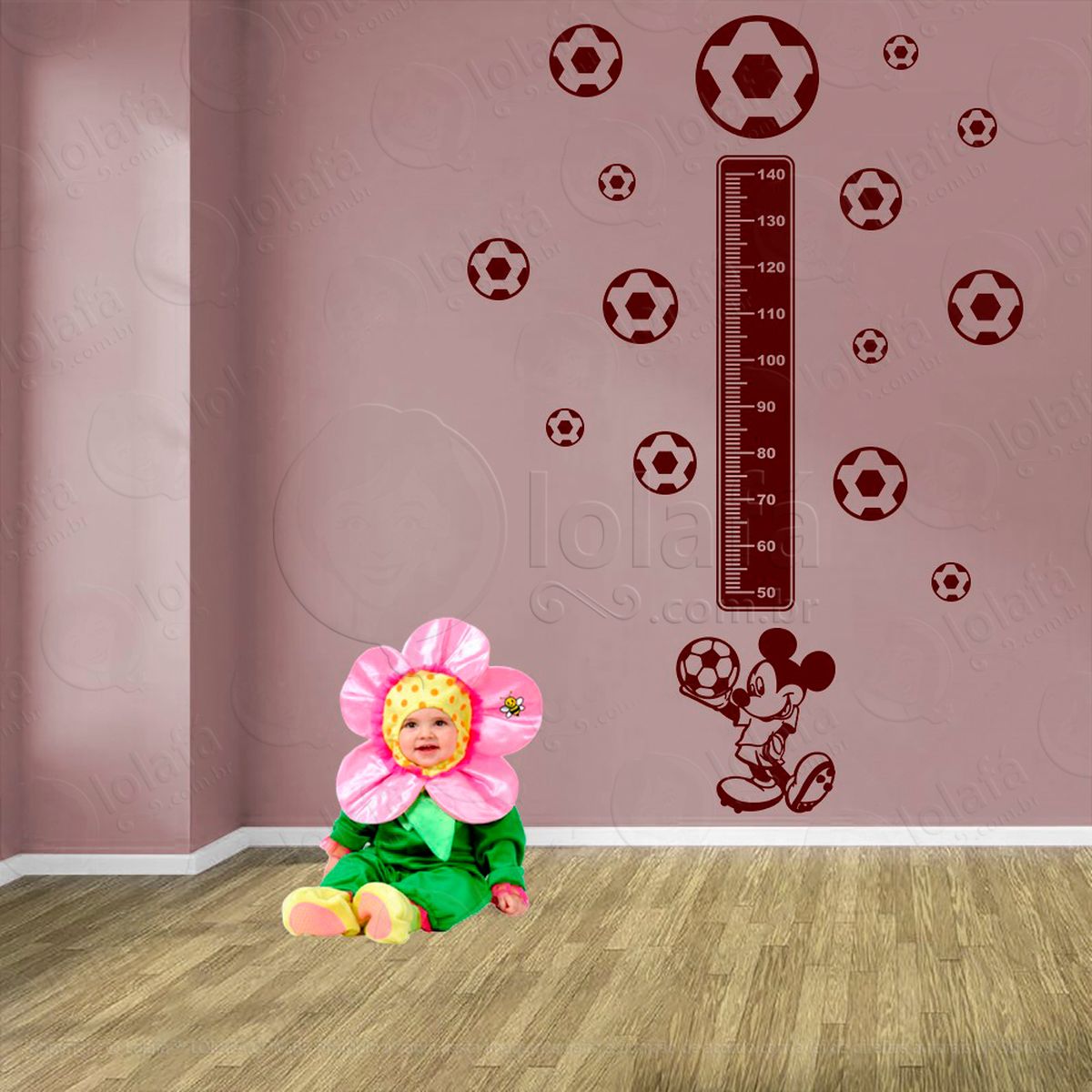 futebol e bolas de futebol adesivo régua de crescimento infantil, medidor de altura para quarto, porta e parede - mod:336