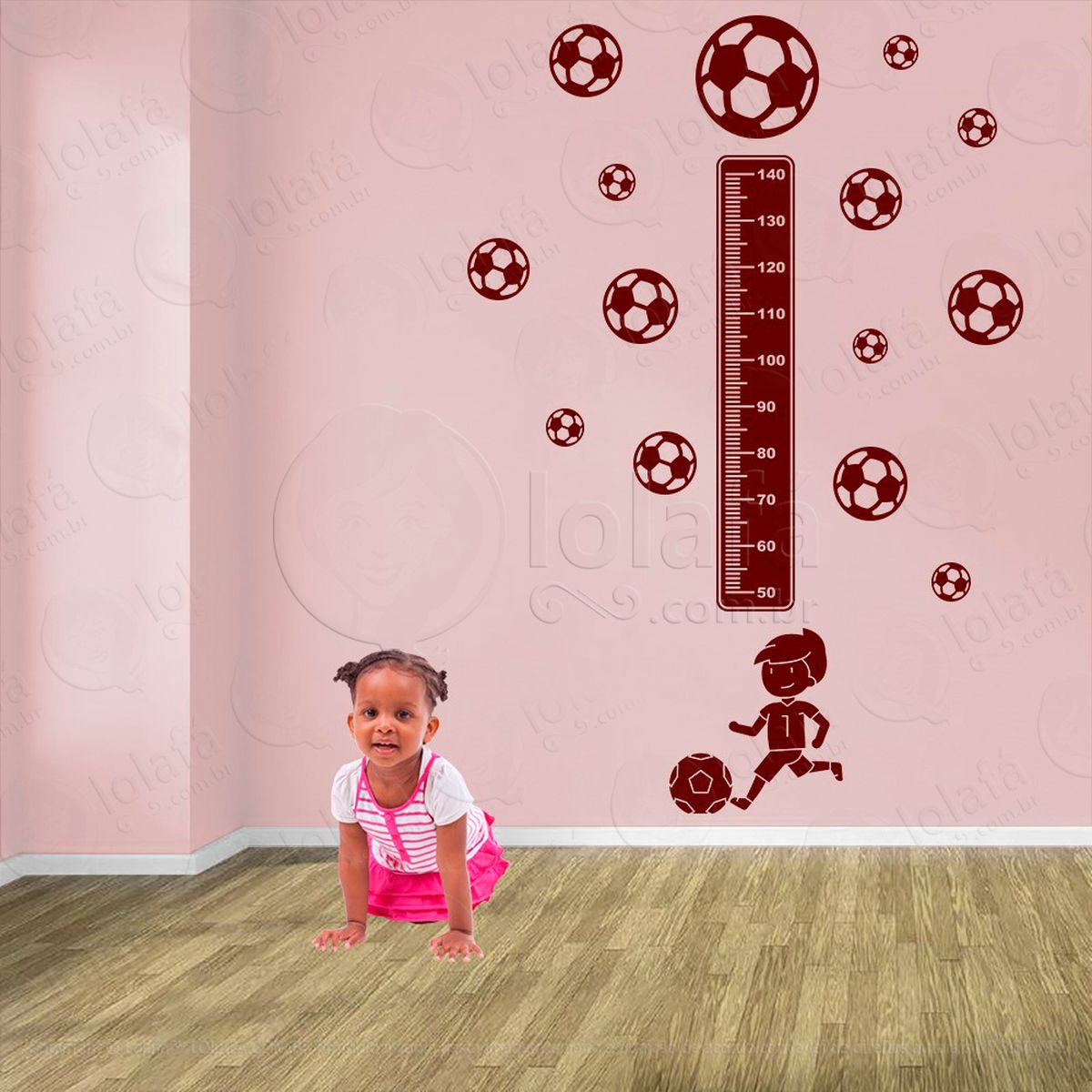 futebol e bolas de futebol adesivo régua de crescimento infantil, medidor de altura para quarto, porta e parede - mod:341